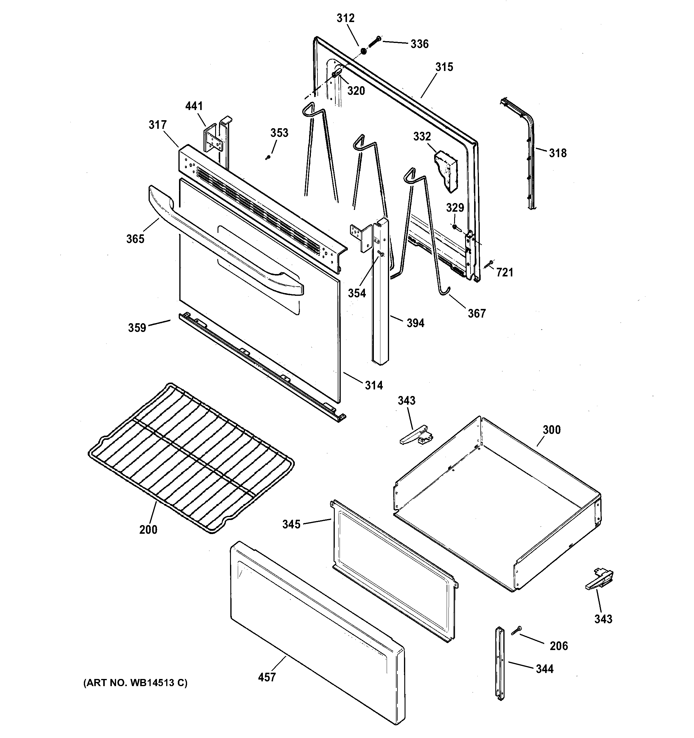 GE JBS03BM1WH door & drawer parts diagram
