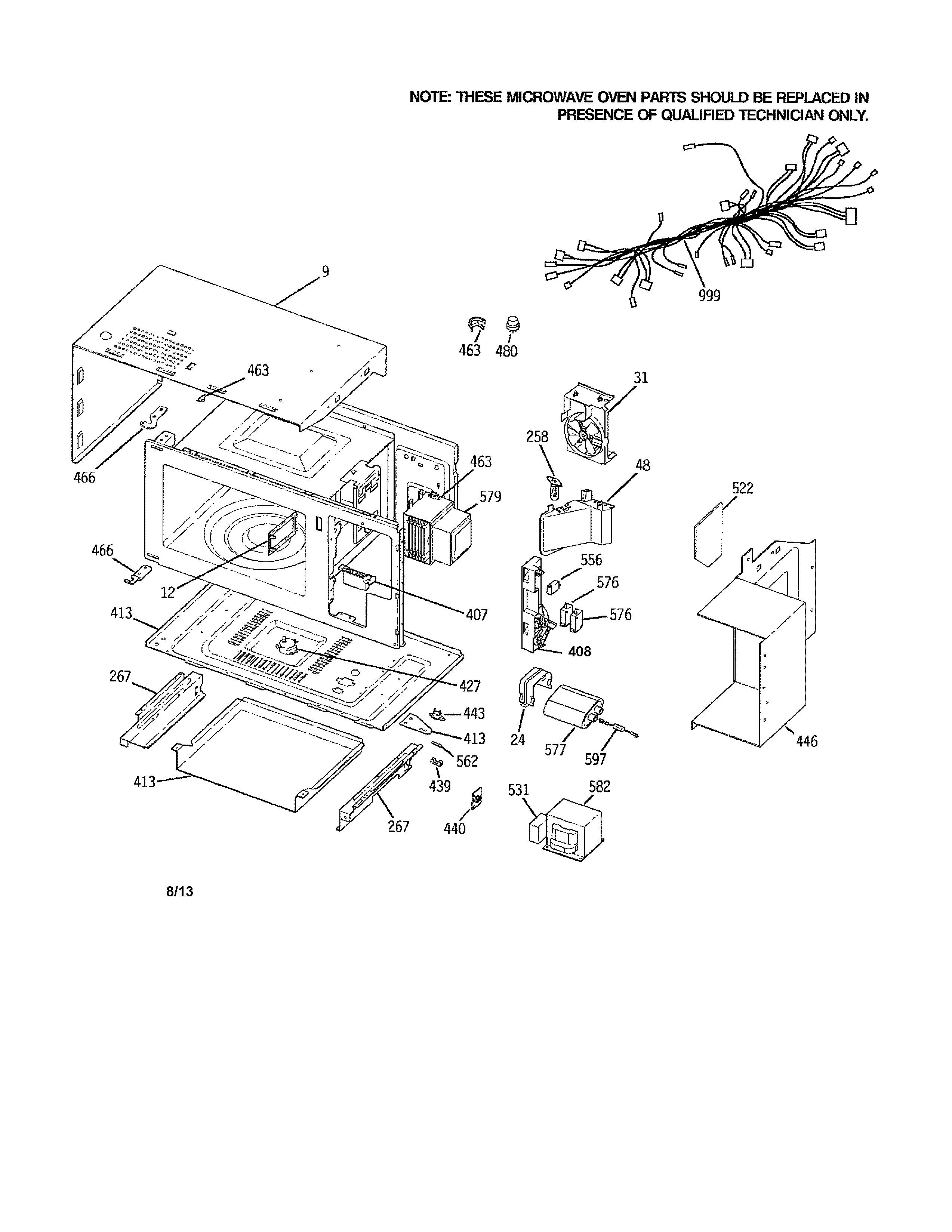 GE PT970WM3WW microwave body parts diagram