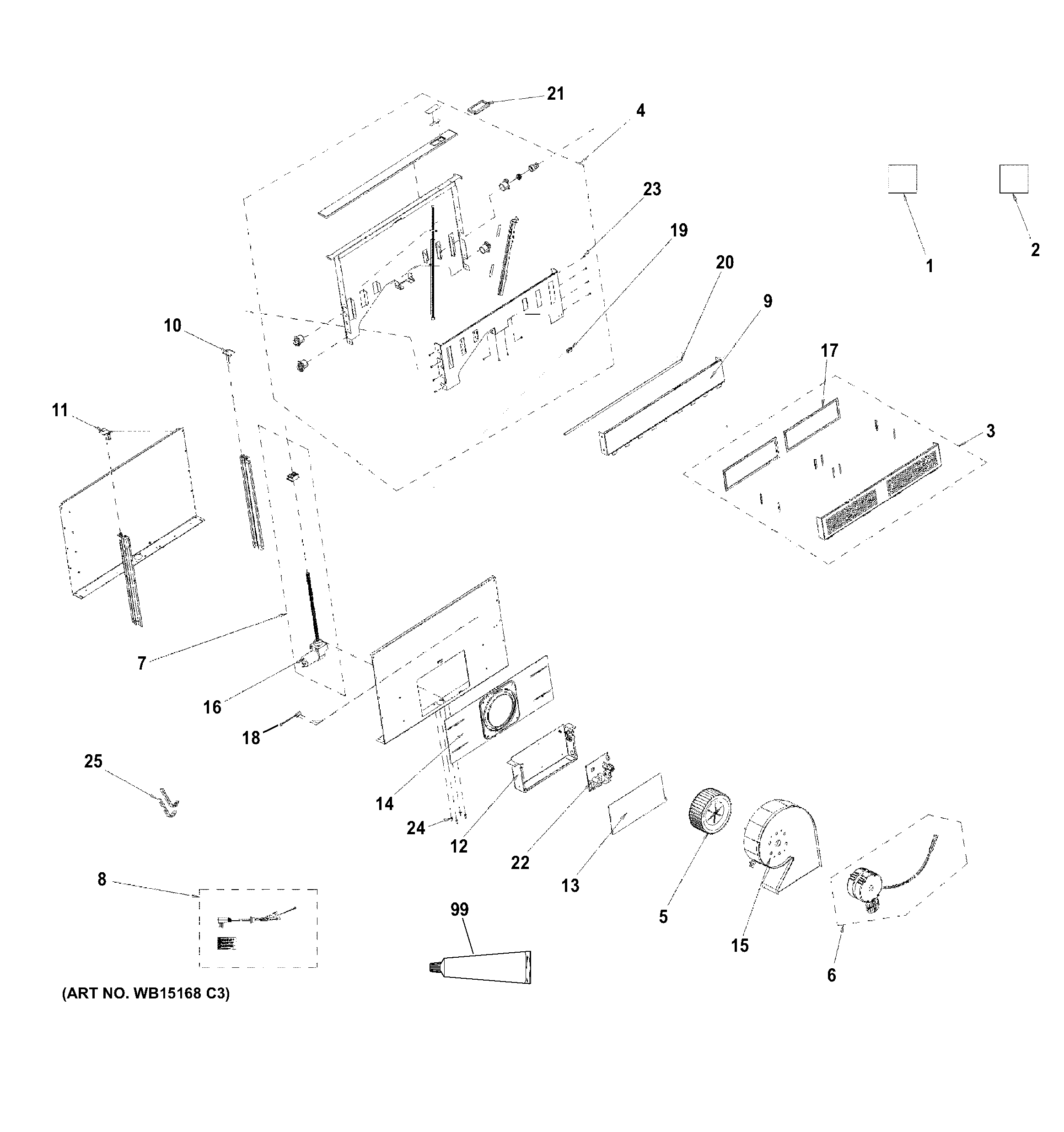 GE ZVB30ST2SS range hood diagram