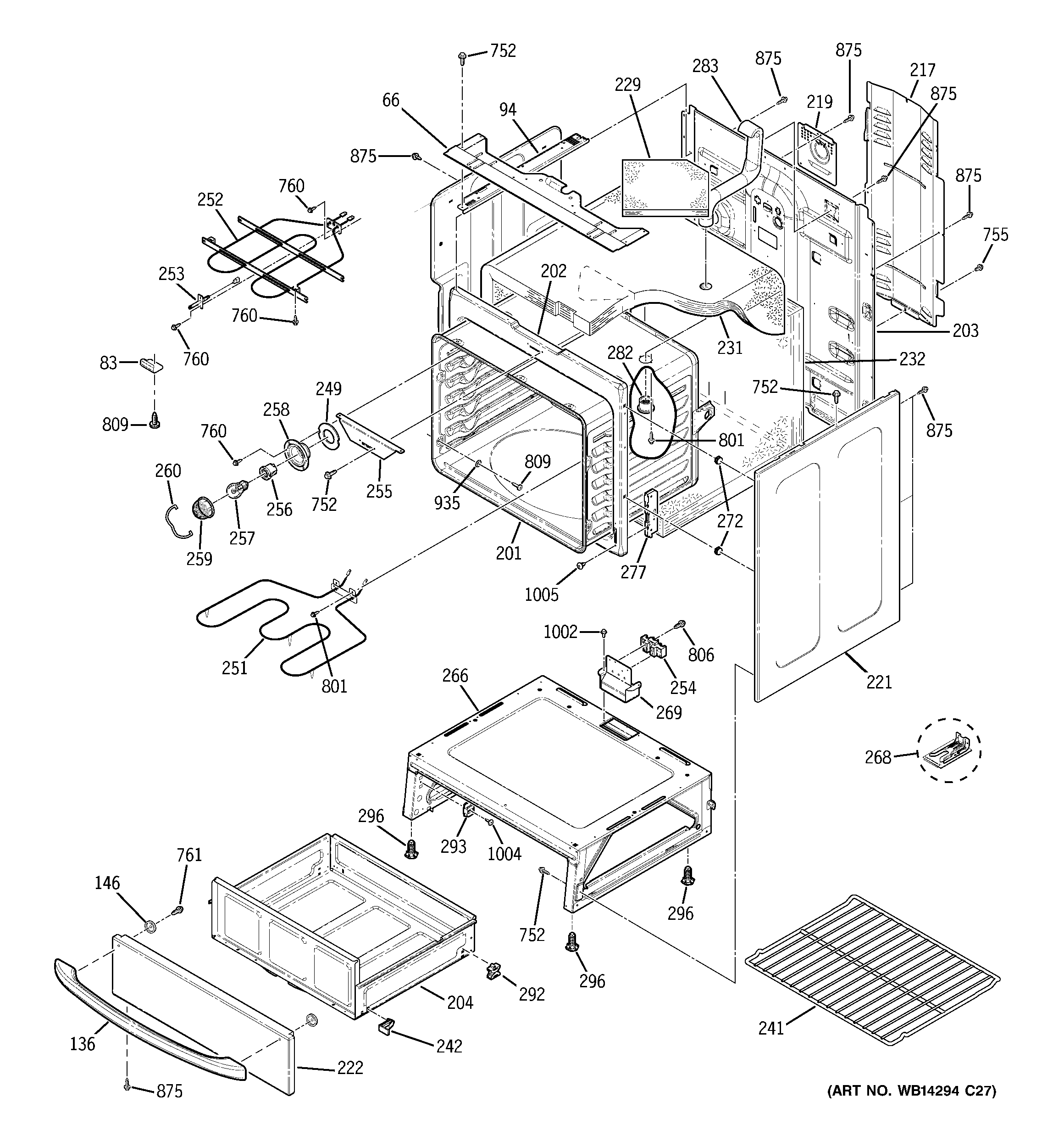 GE JBP66MN5BS body parts diagram