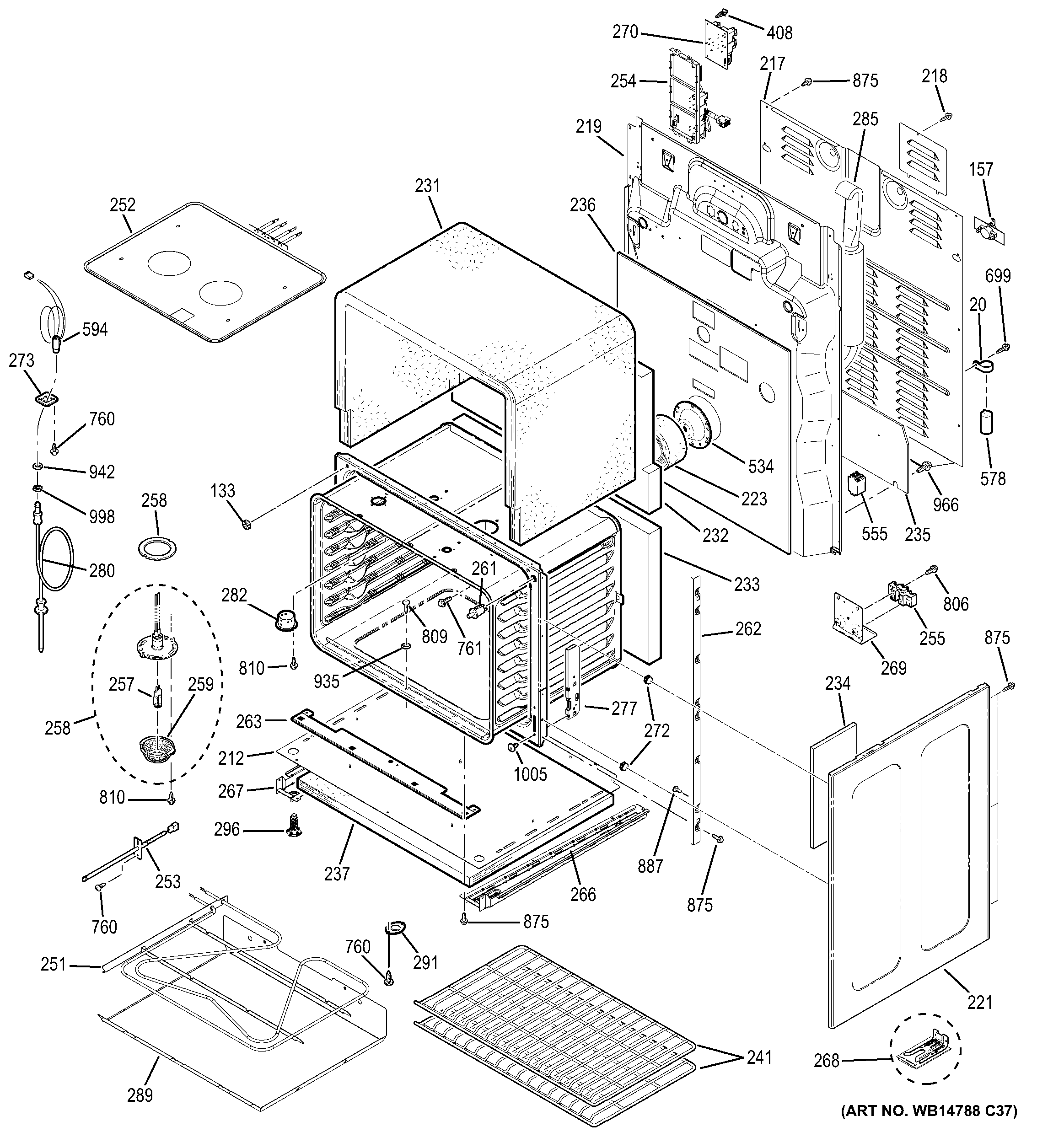 GE PB975SP2SS lower oven diagram