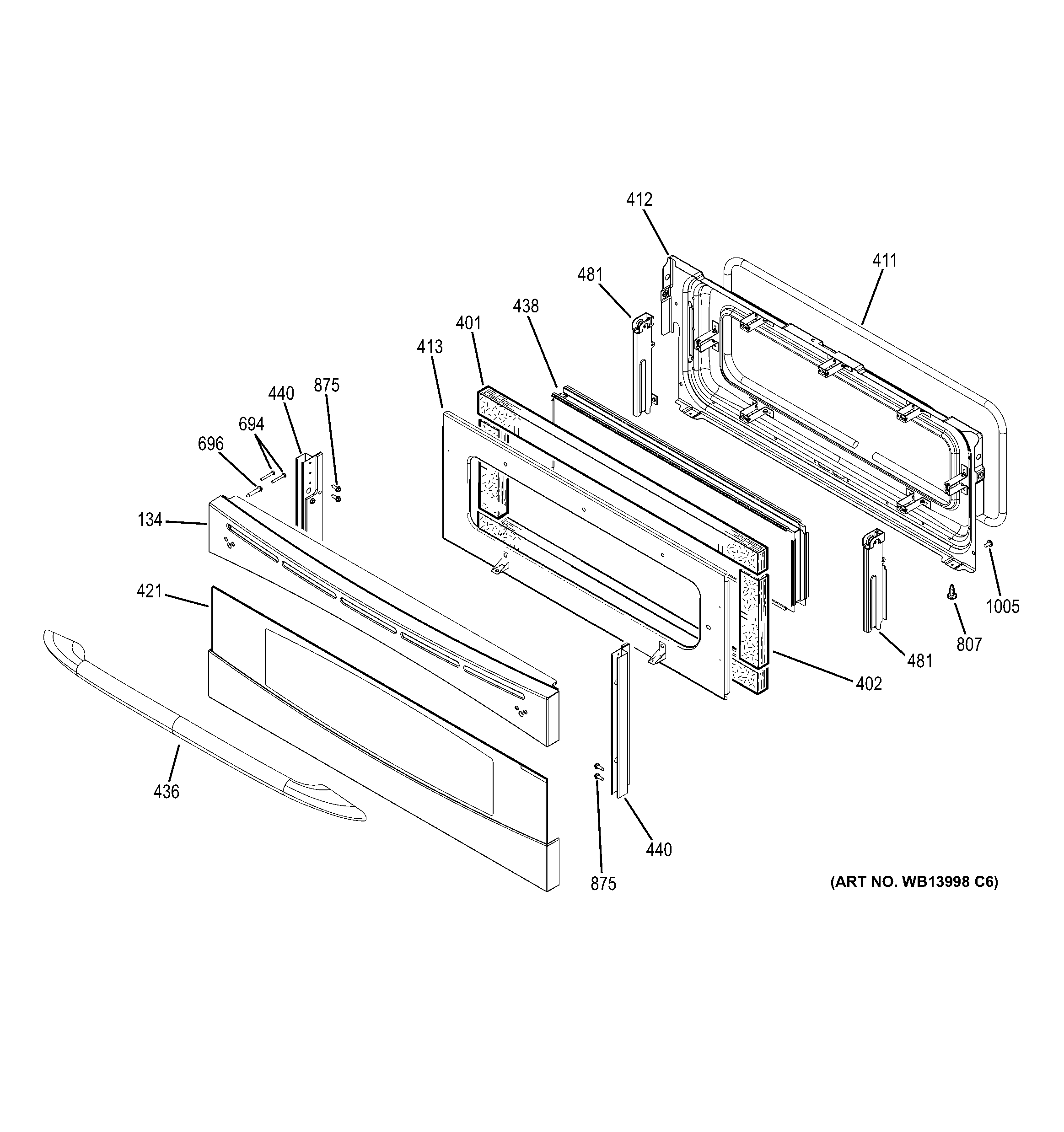 GE PB975SP2SS upper door diagram