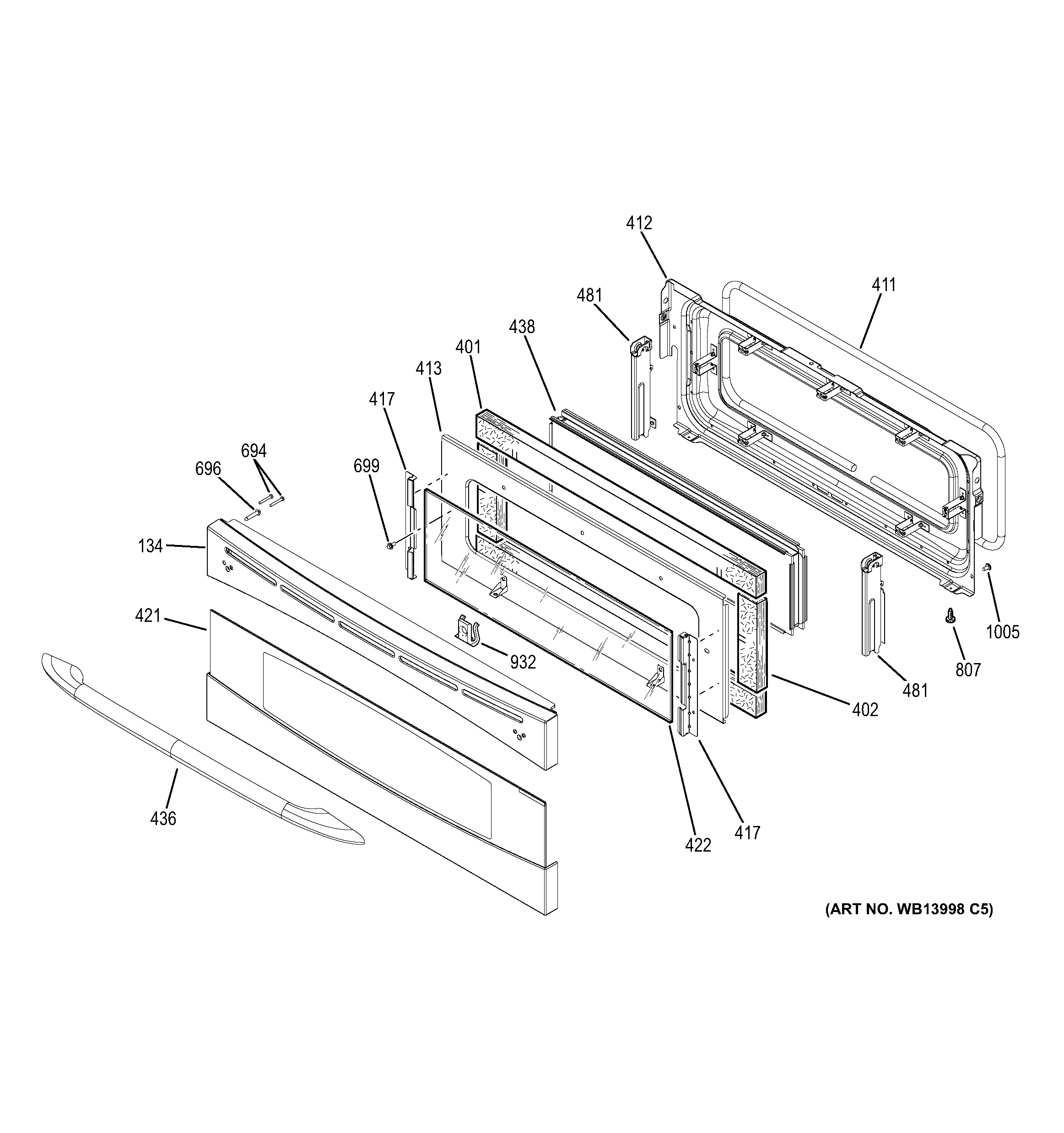 GE PB975SP3SS upper door diagram