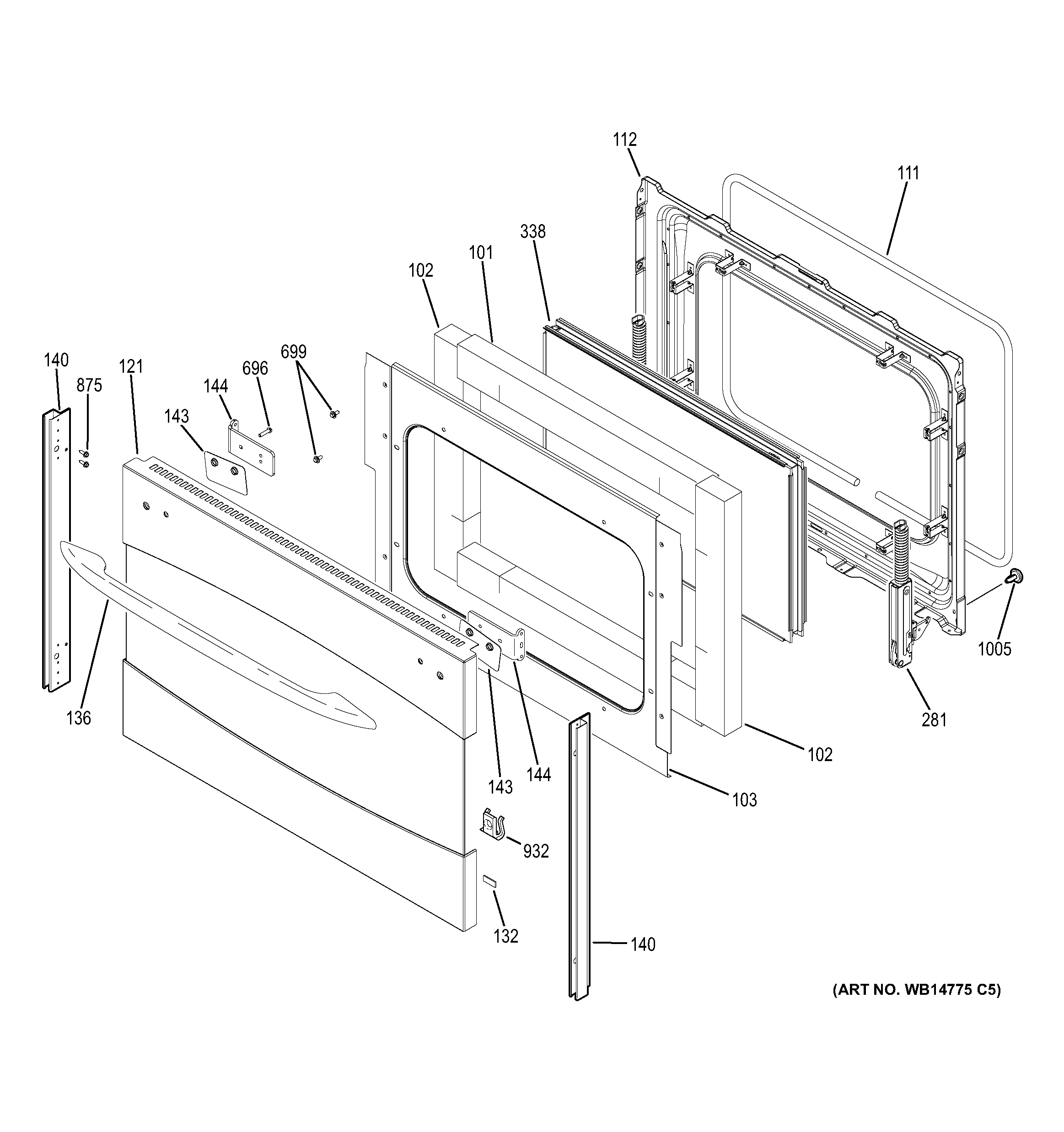 GE PB975SP3SS lower door diagram