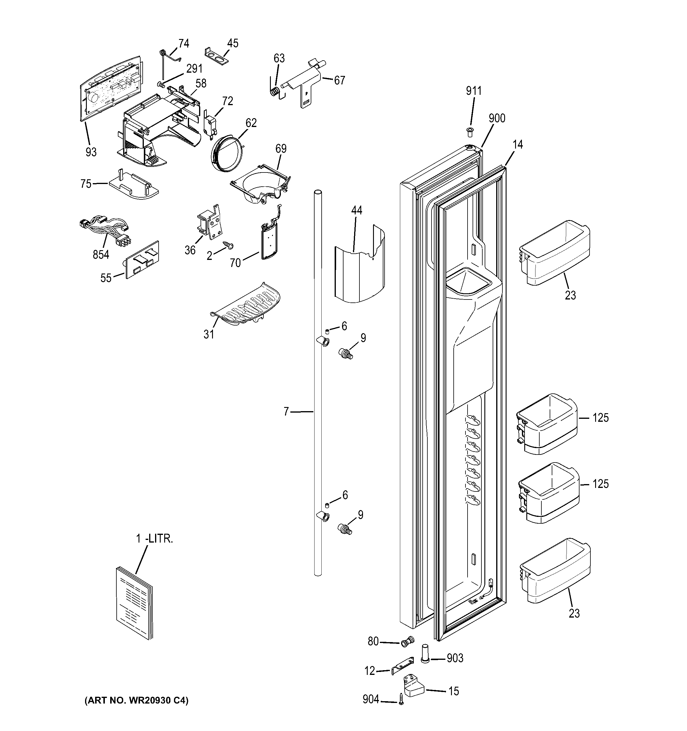 GE RCE24KHBCFSS freezer door diagram