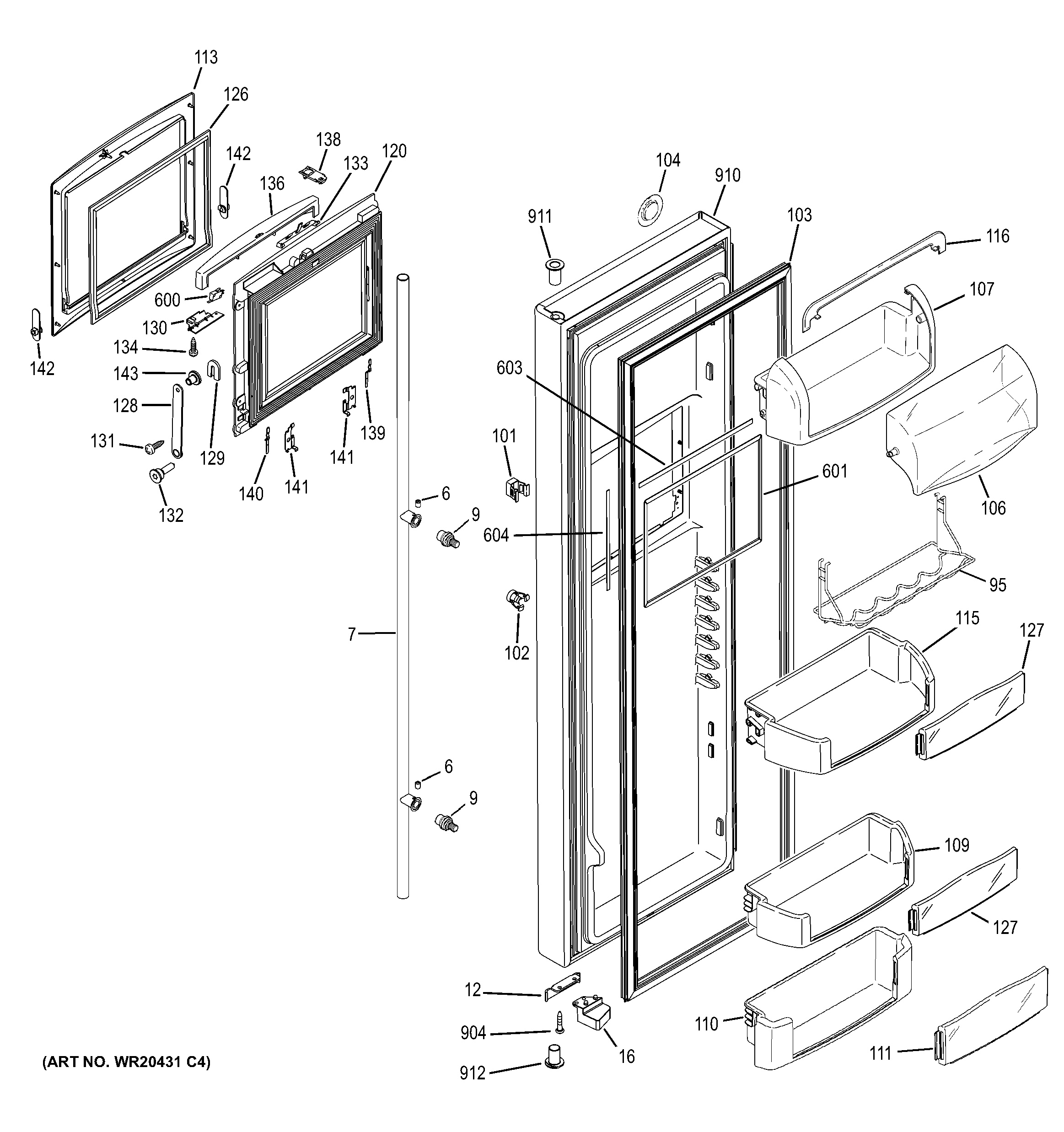GE RCE24KHBCFSS fresh food door diagram