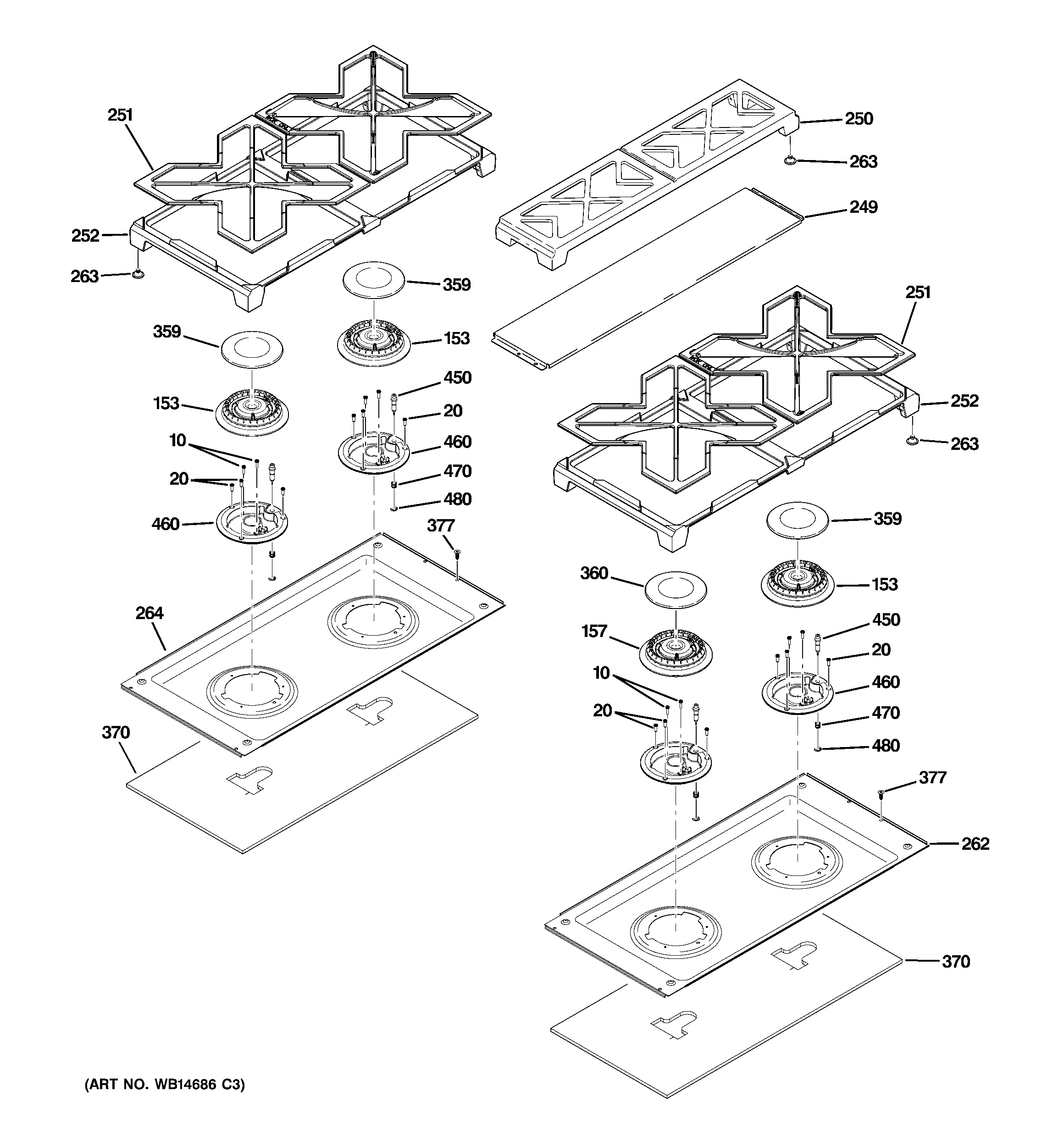 GE ZGP304LR3SS cooktop diagram