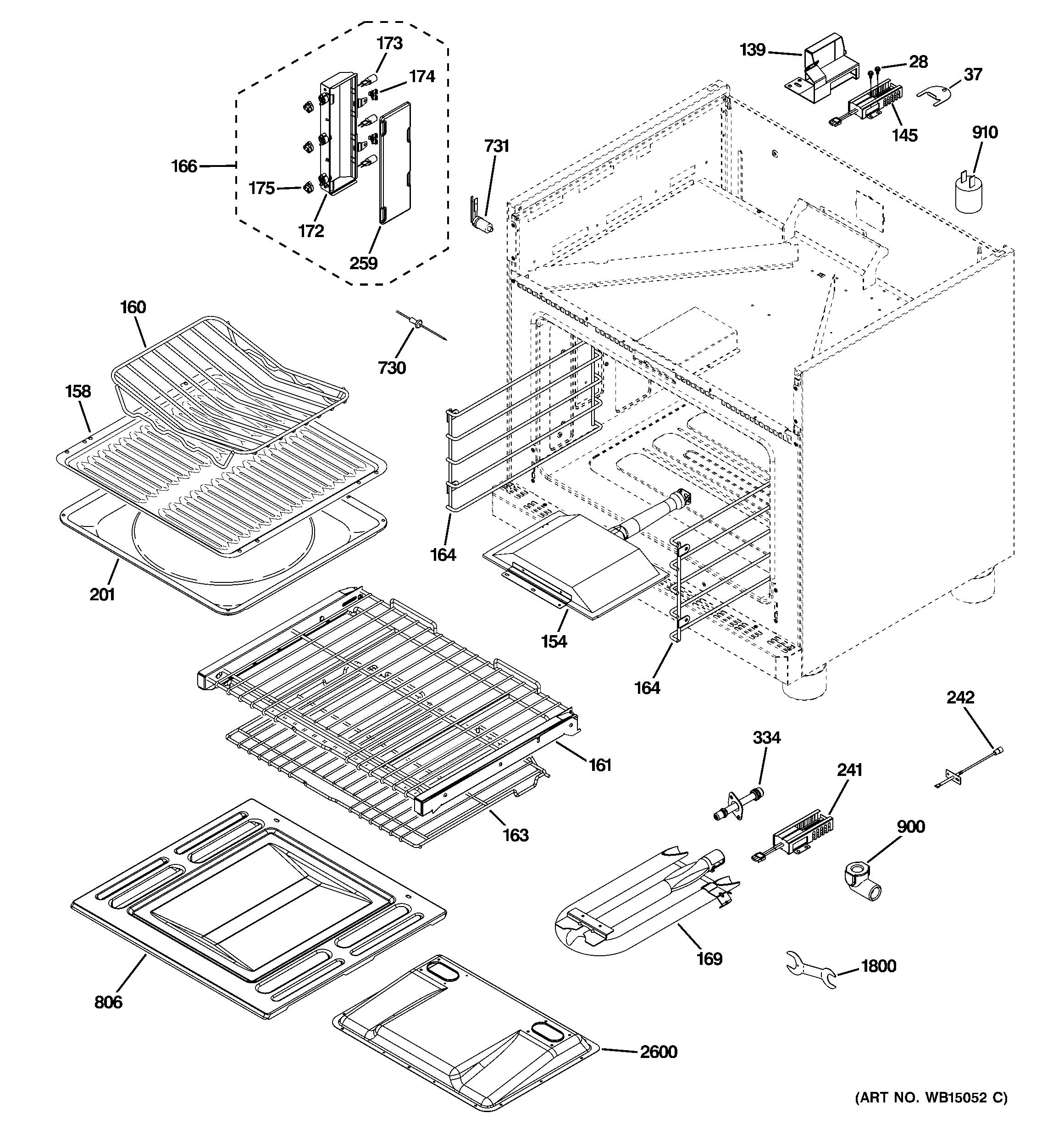 GE ZGP304LR3SS oven cavity parts diagram