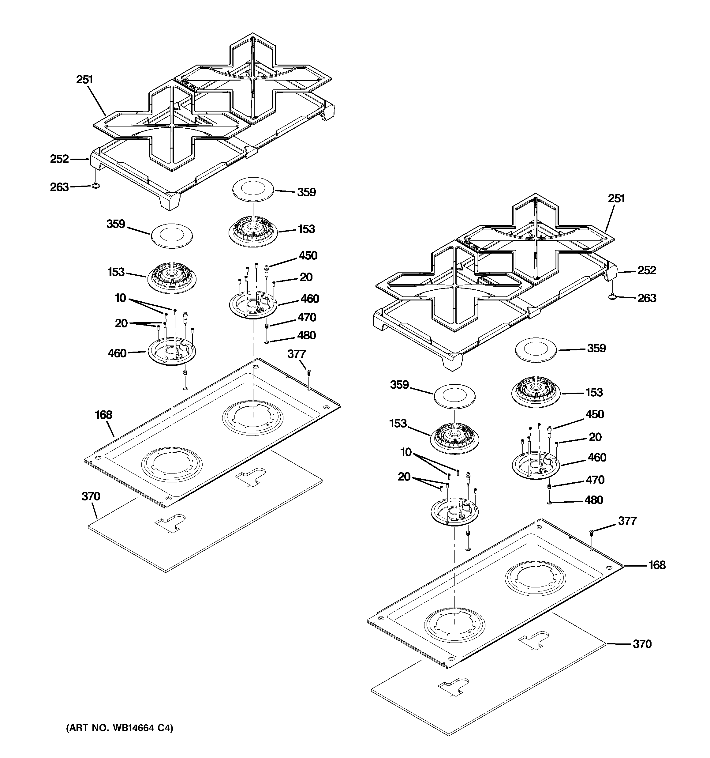 GE ZGP364LRR3SS cooktop diagram