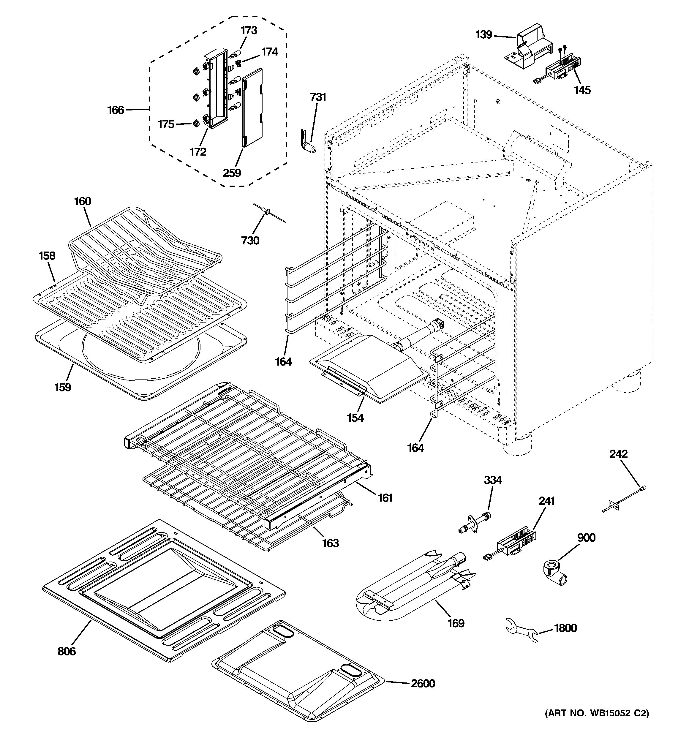 GE ZGP364LRR3SS oven cavity parts diagram