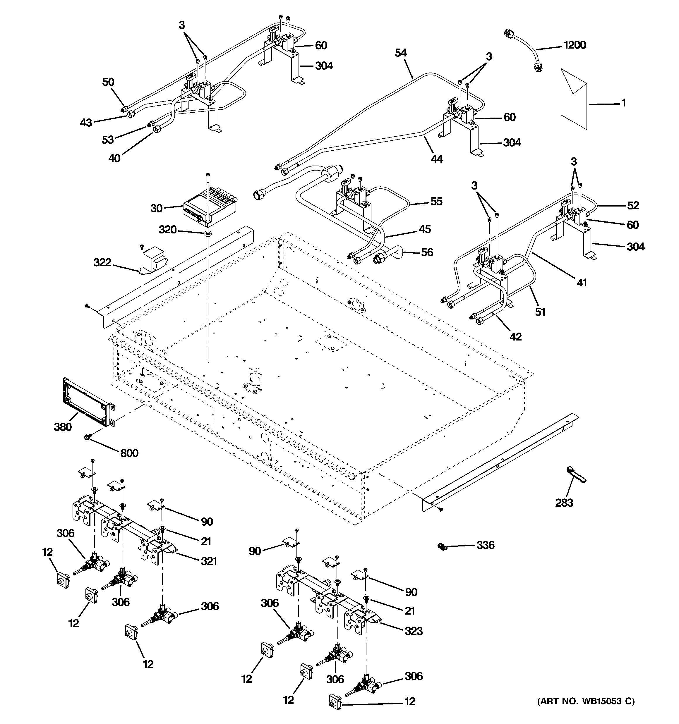 GE ZGP366NR3SS gas & burner parts diagram