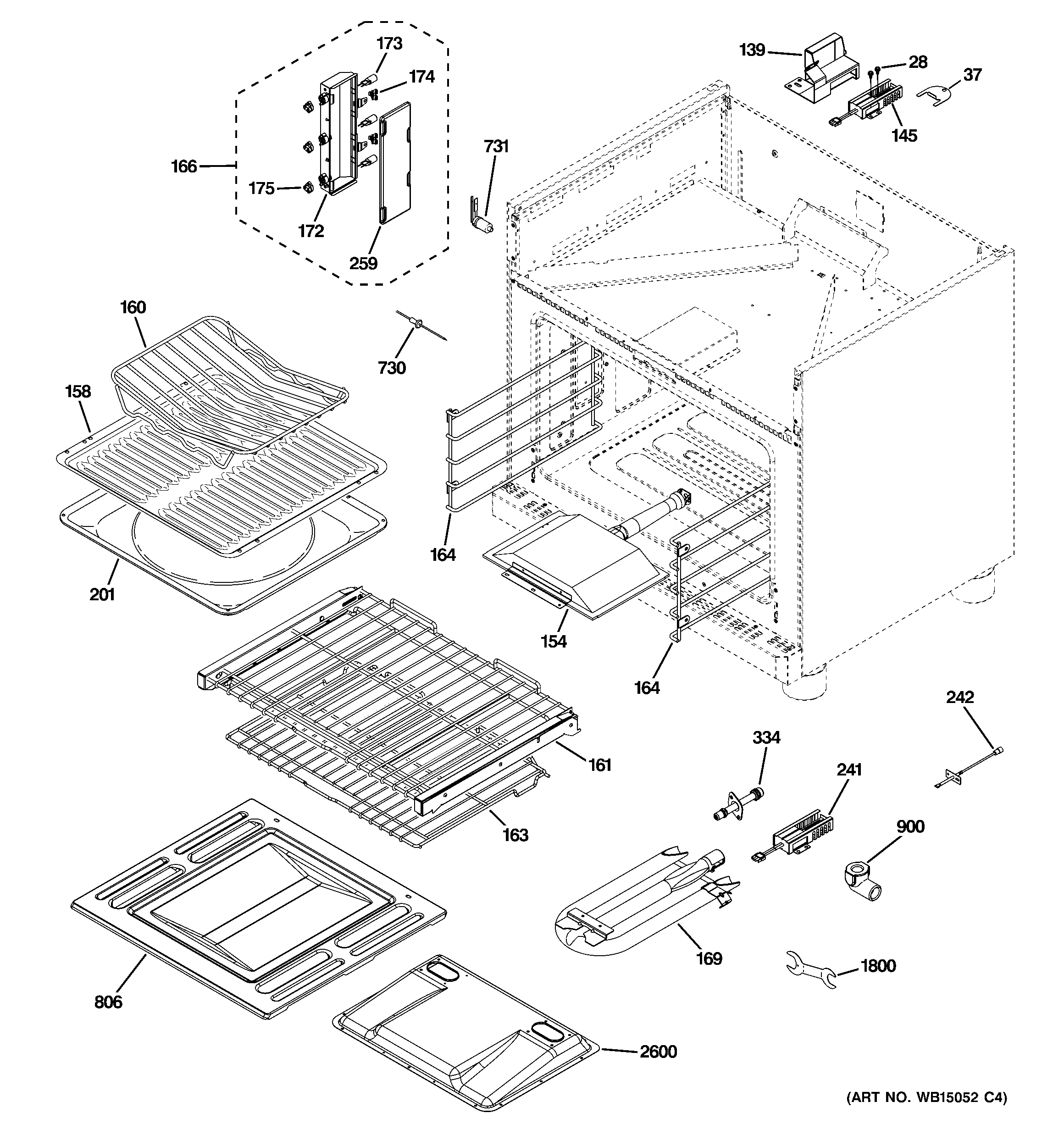 GE ZGP366NR3SS oven cavity parts diagram