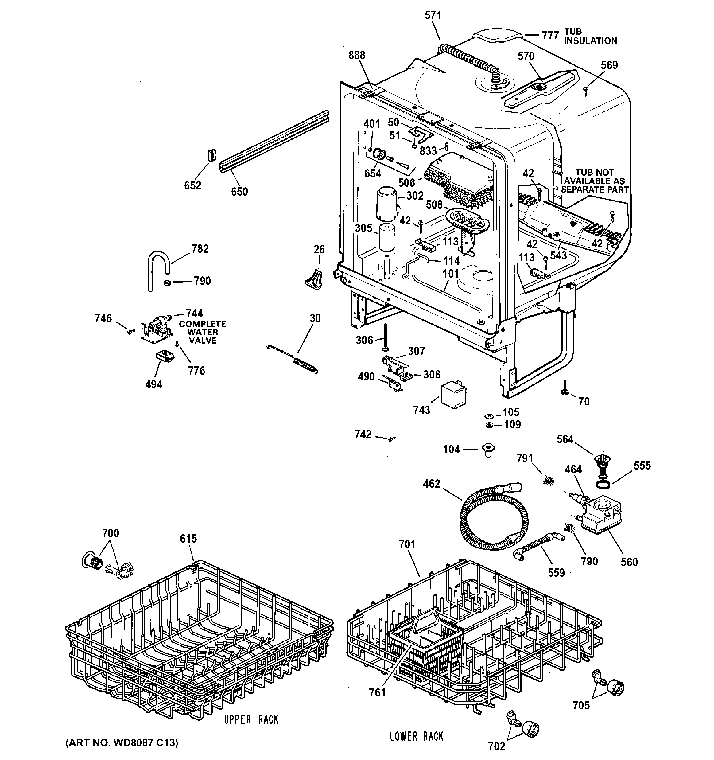 GE GSD3960L00SS body parts diagram