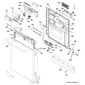 GE GDWT768V55SS escutcheon & door assembly diagram