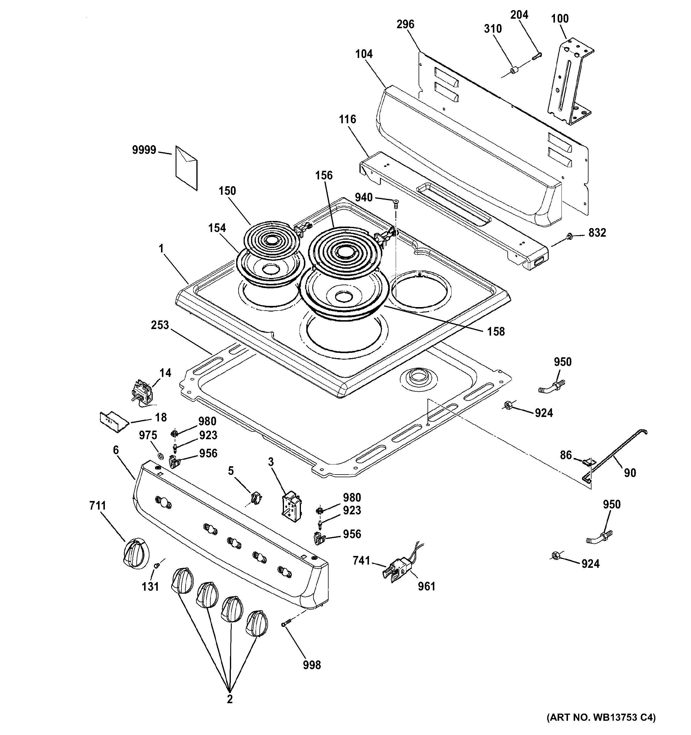 Hotpoint RA720K5CT control panel & cooktop diagram