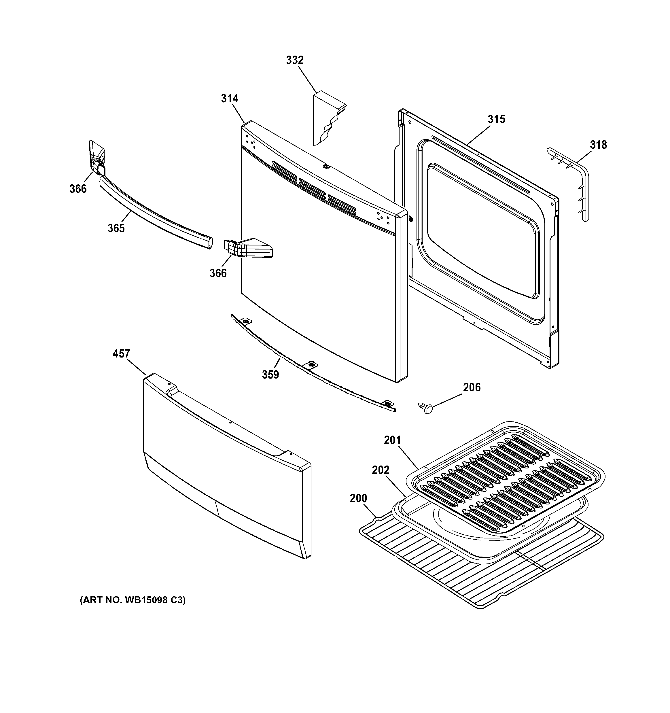 Hotpoint RA720K5CT door & drawer parts diagram