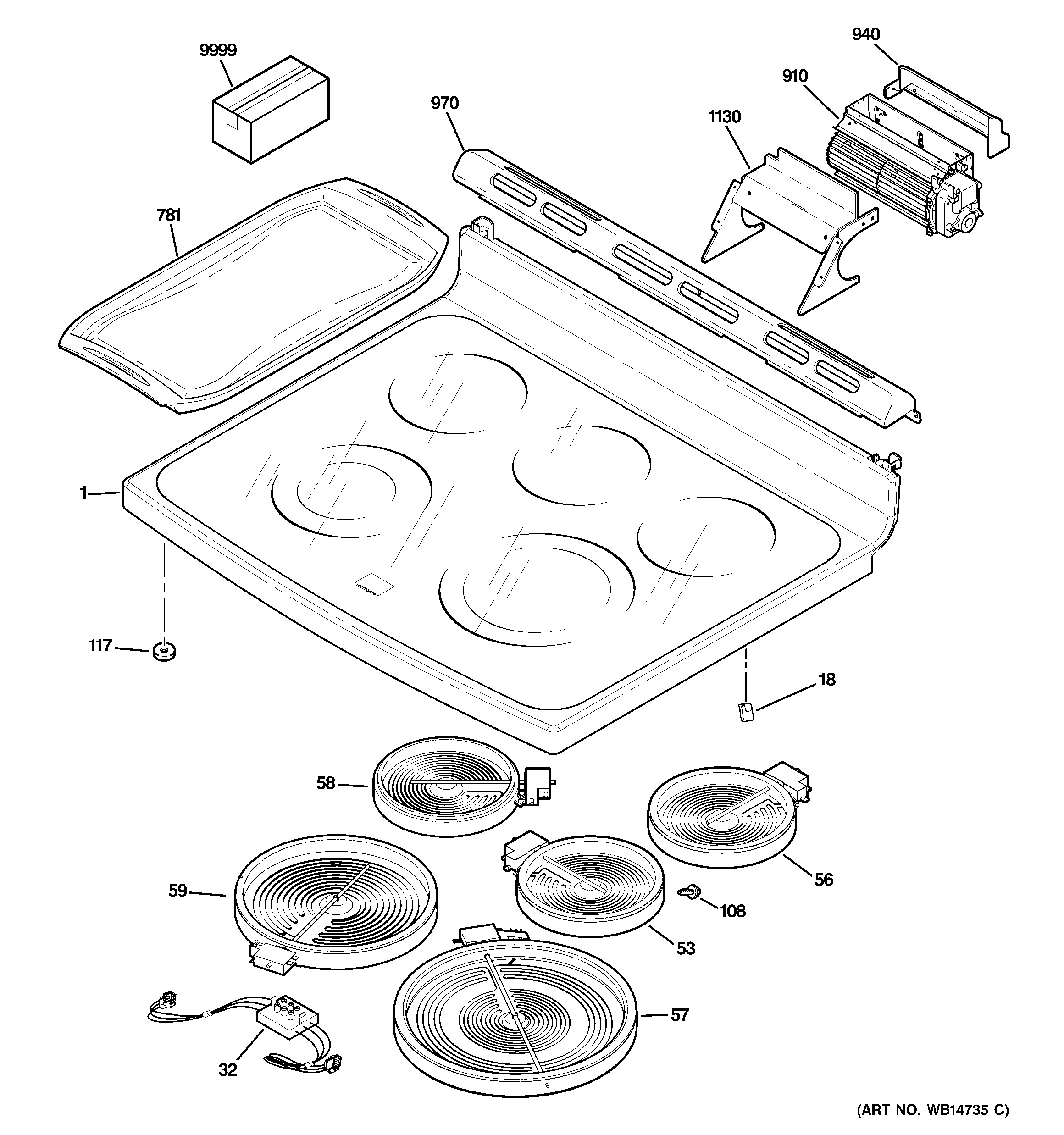 GE CS980ST1SS cooktop diagram