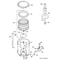 GE GMAN3000M1WS tub, basket & agitator diagram