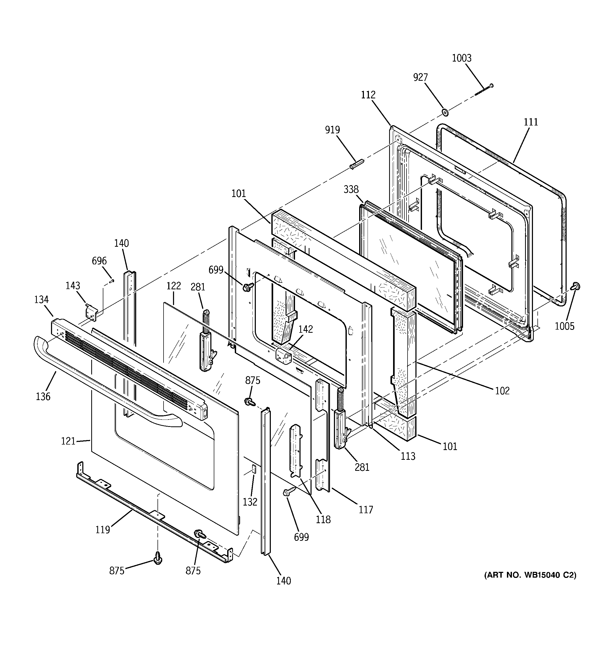 GE JBP66MN4BS door diagram