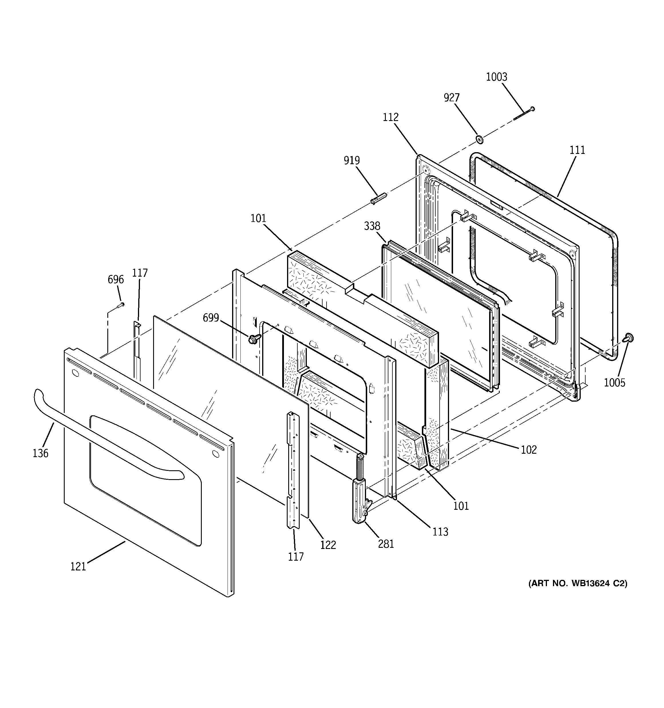 GE JBP72SK2SS door diagram