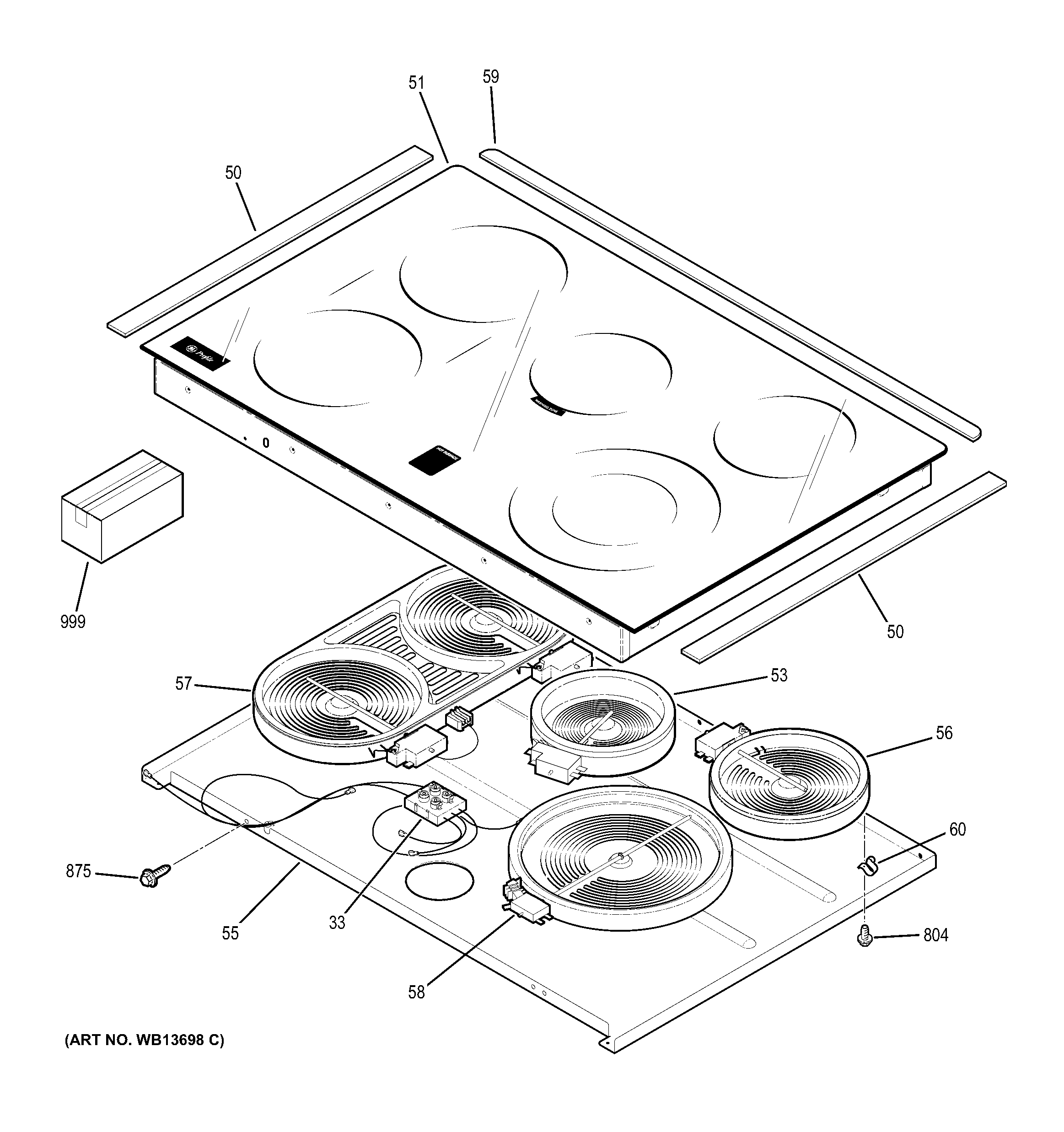 GE JD968KK1CC cooktop diagram