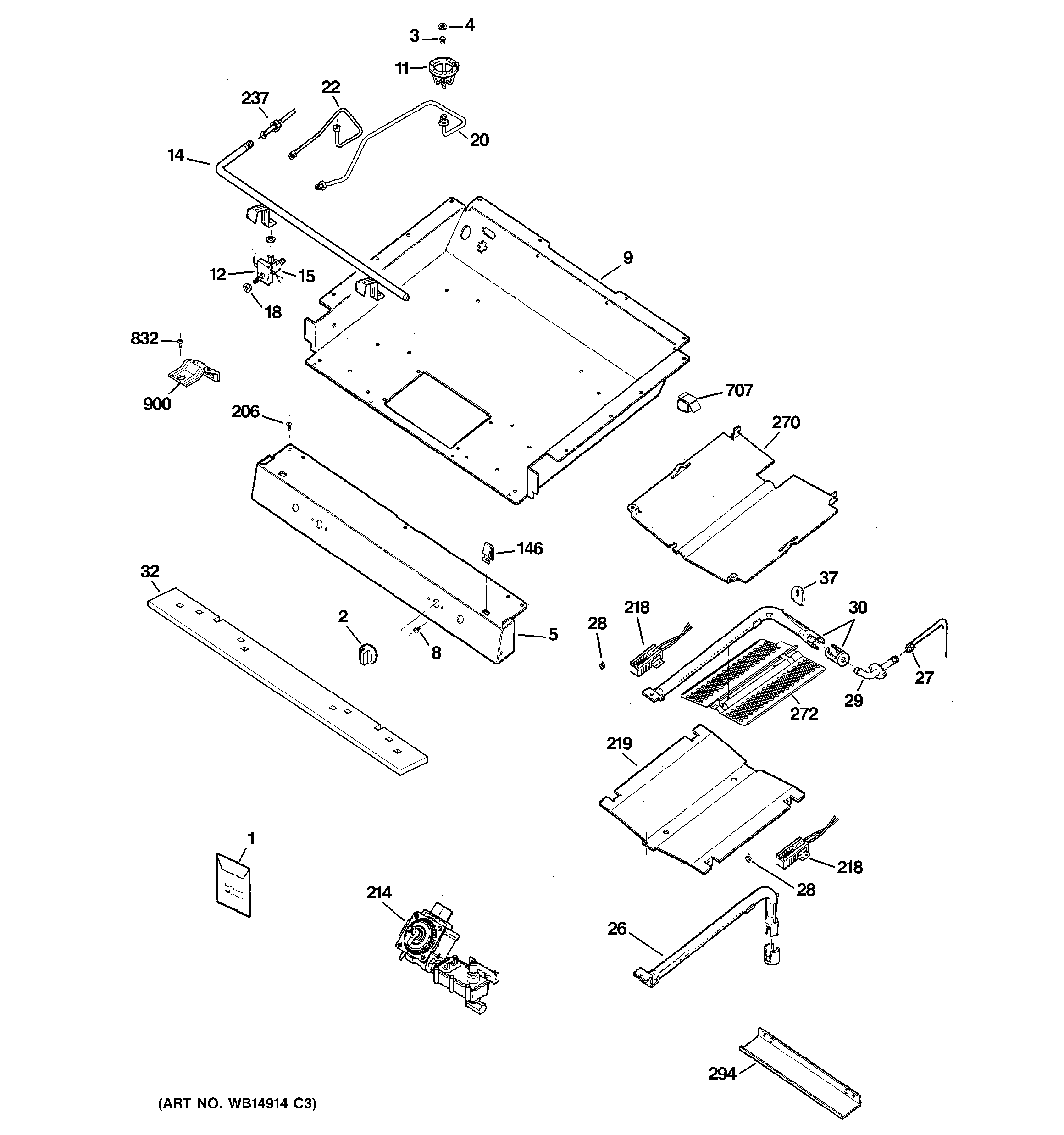 GE JGBP25SEN8SS gas & burner parts diagram