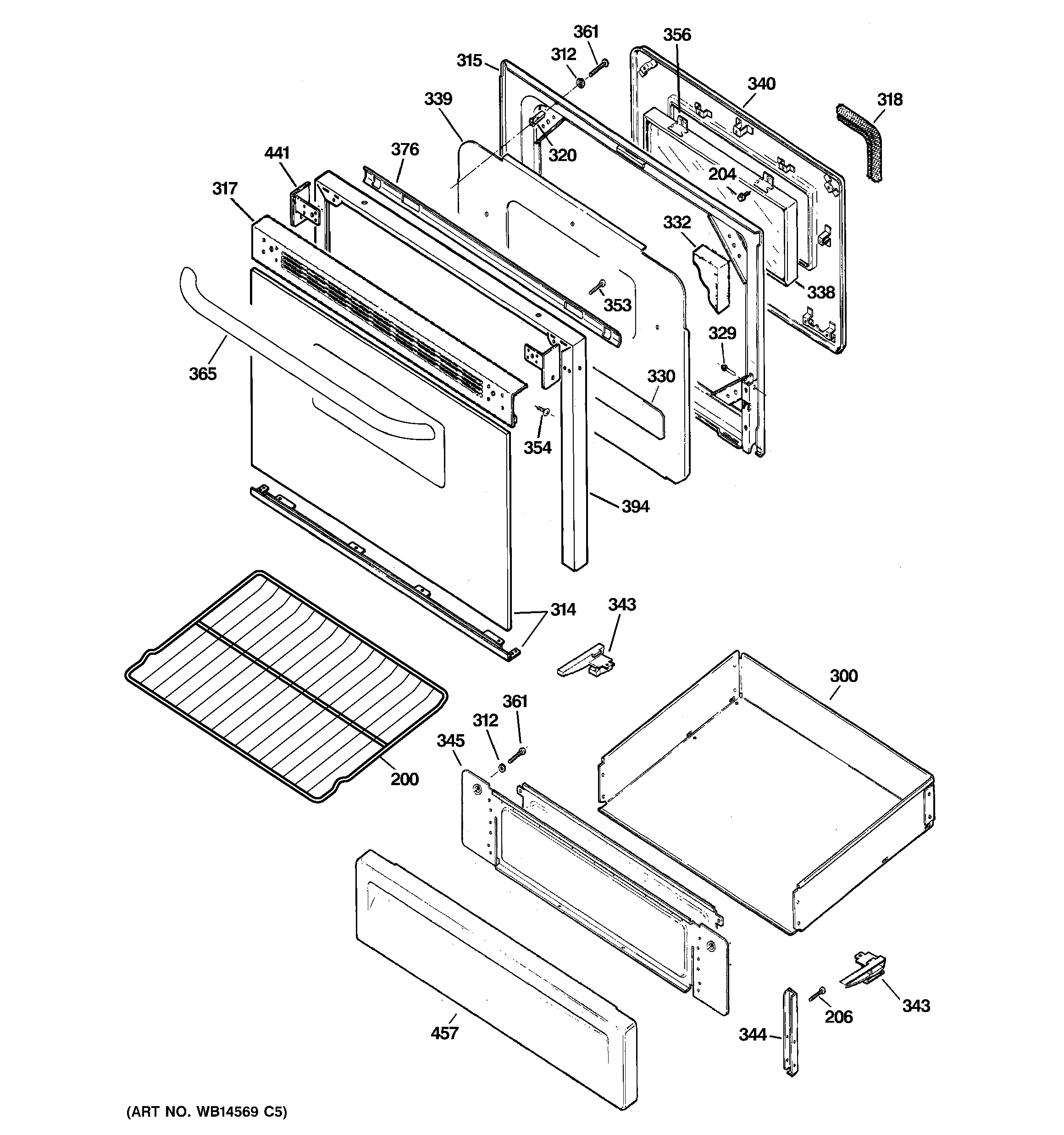 GE JGBP25SEN8SS door & drawer parts diagram