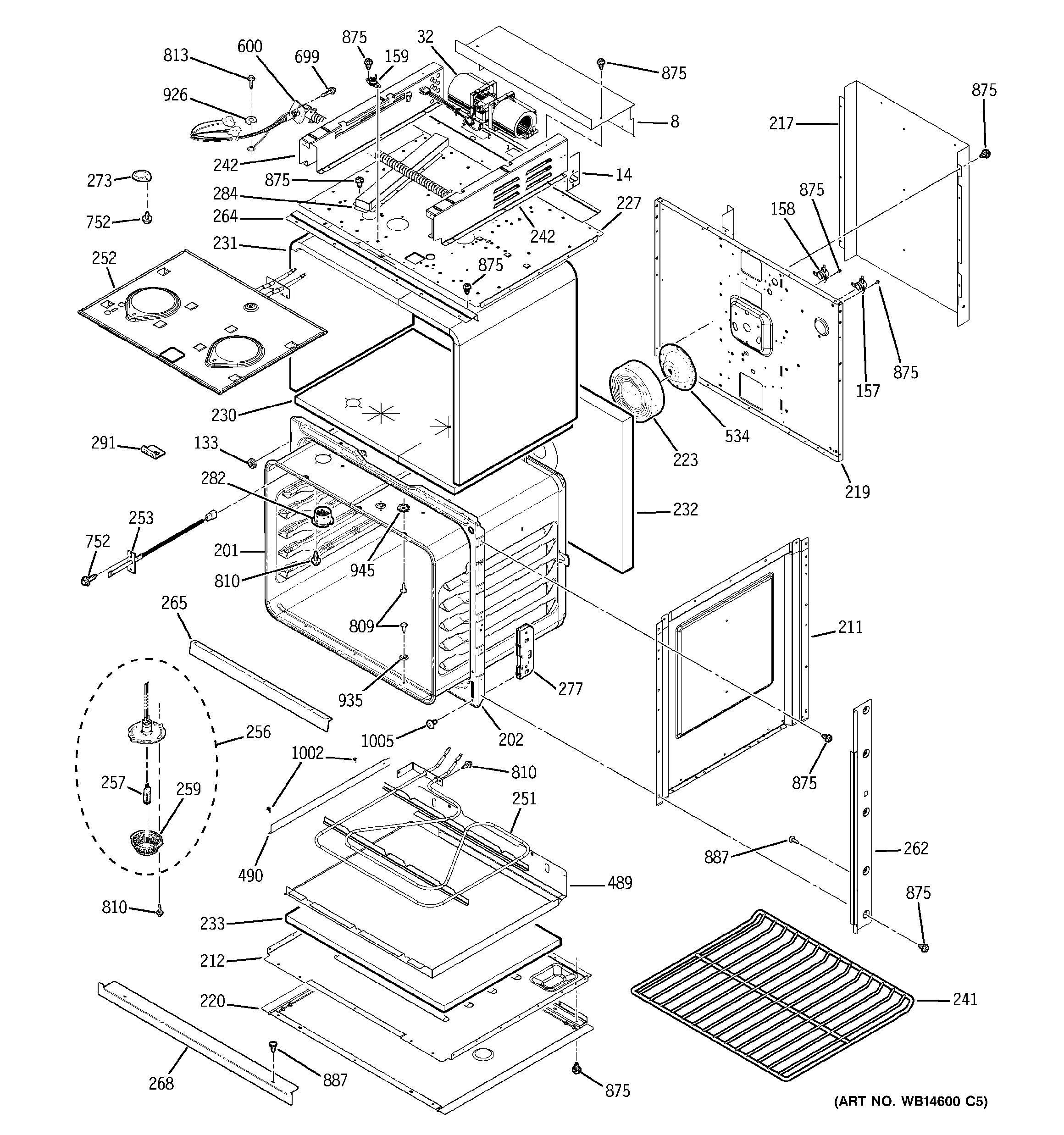GE JTP90DP2WW body with microwave support diagram