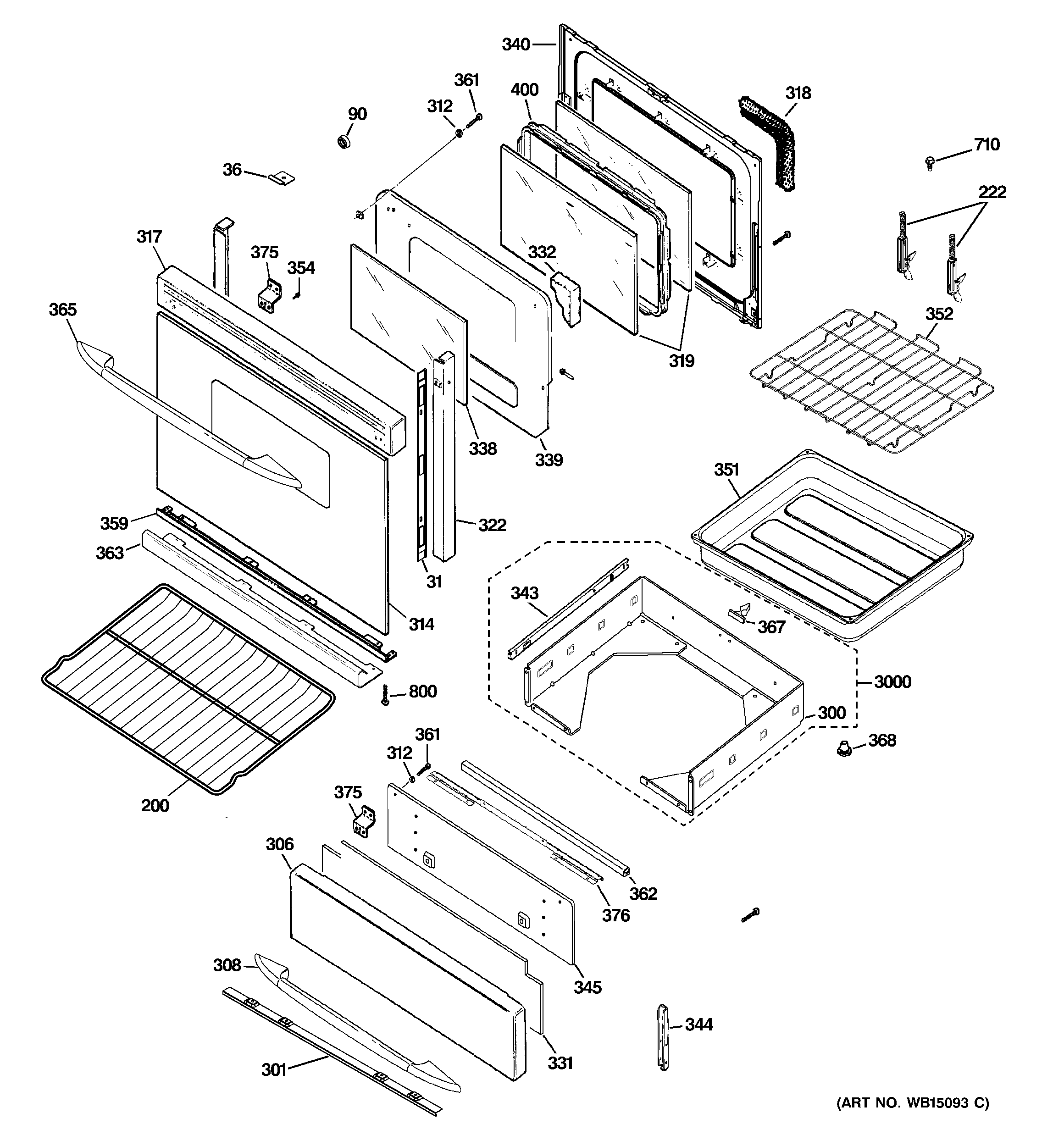 GE PGB930DET1BB door & drawer parts diagram