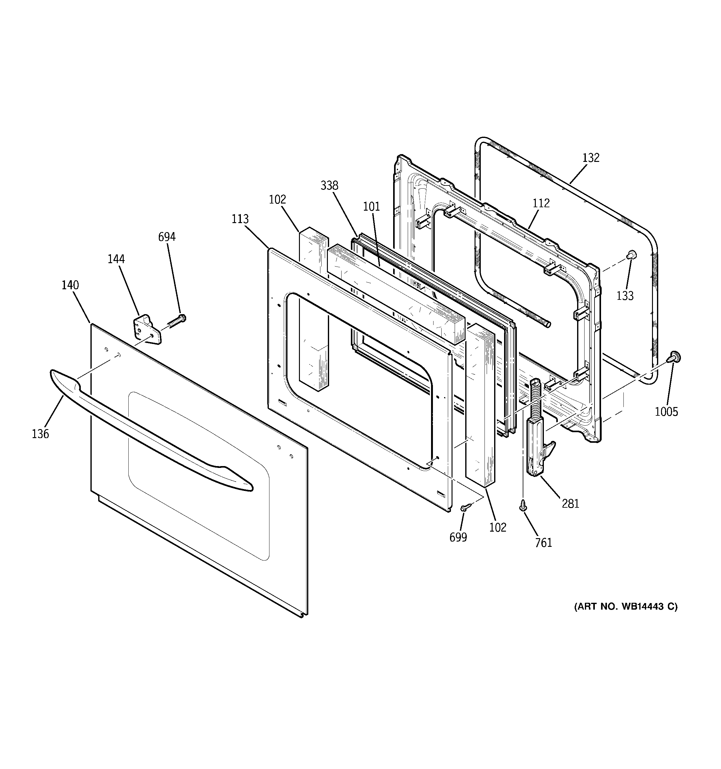 GE PT970BM1BB door diagram