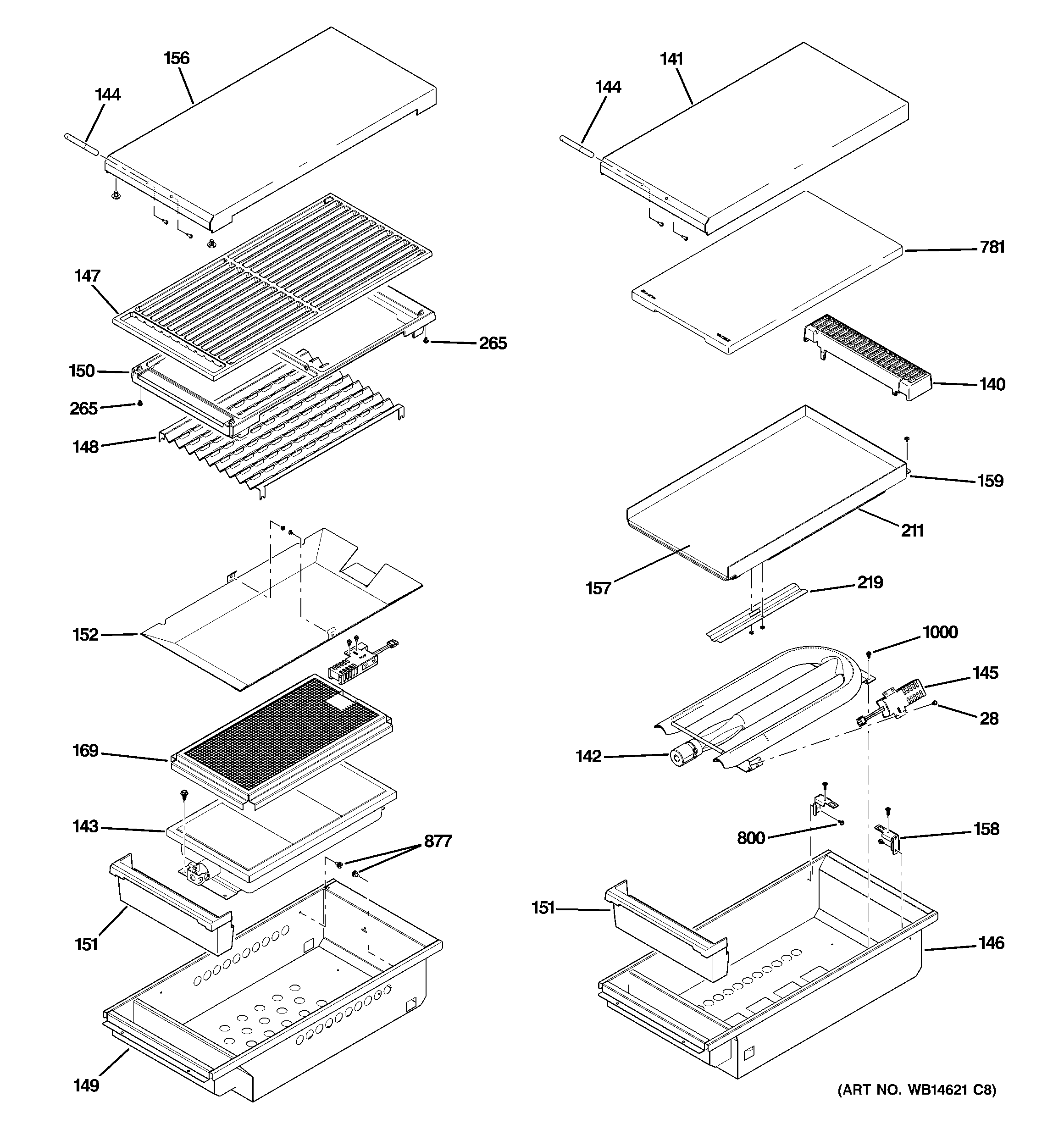 GE ZGU484LGP4SS grill & griddle assembly diagram