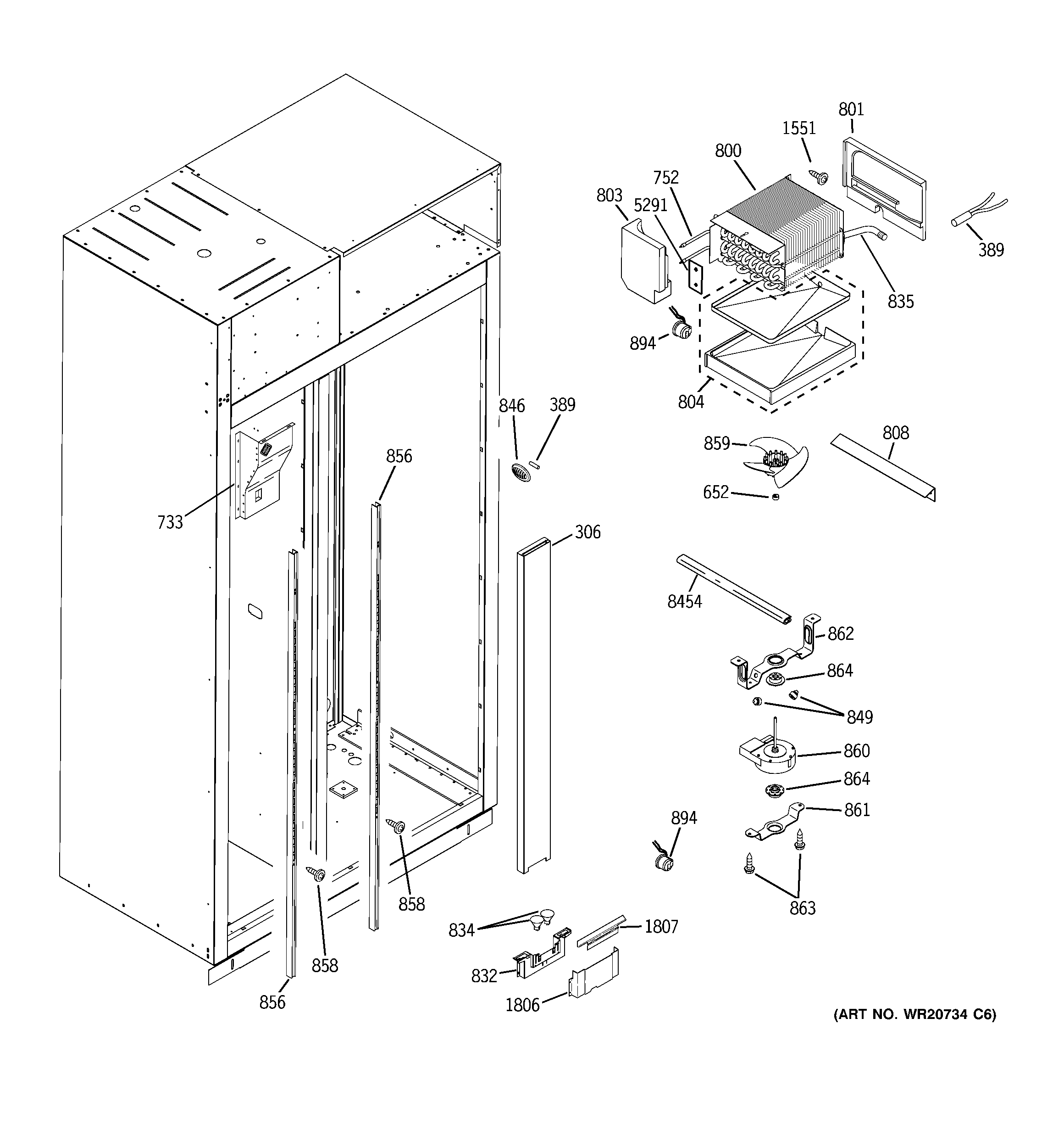 GE ZISS360NXBSS freezer section diagram