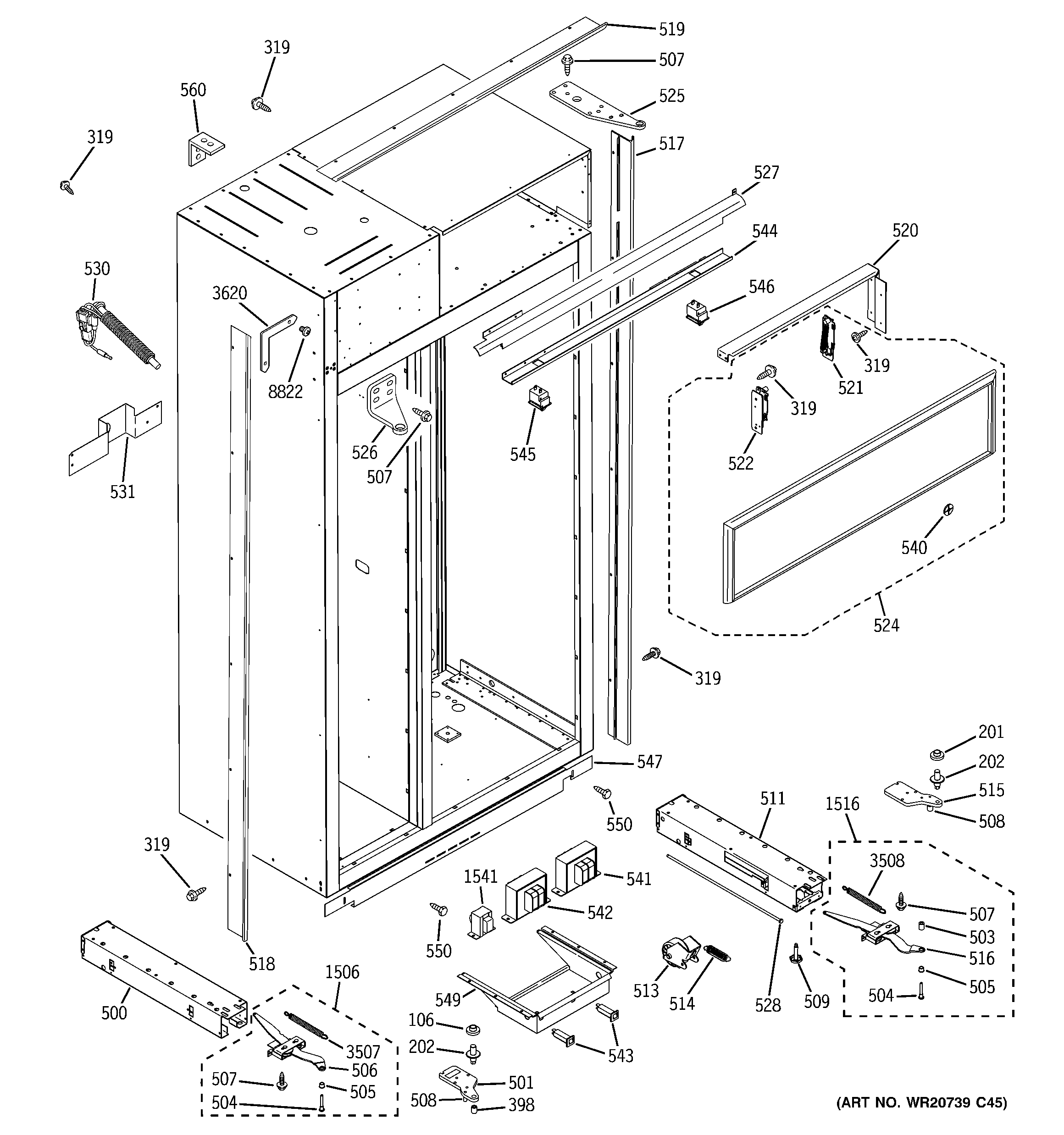 GE ZISS360NXBSS case parts diagram
