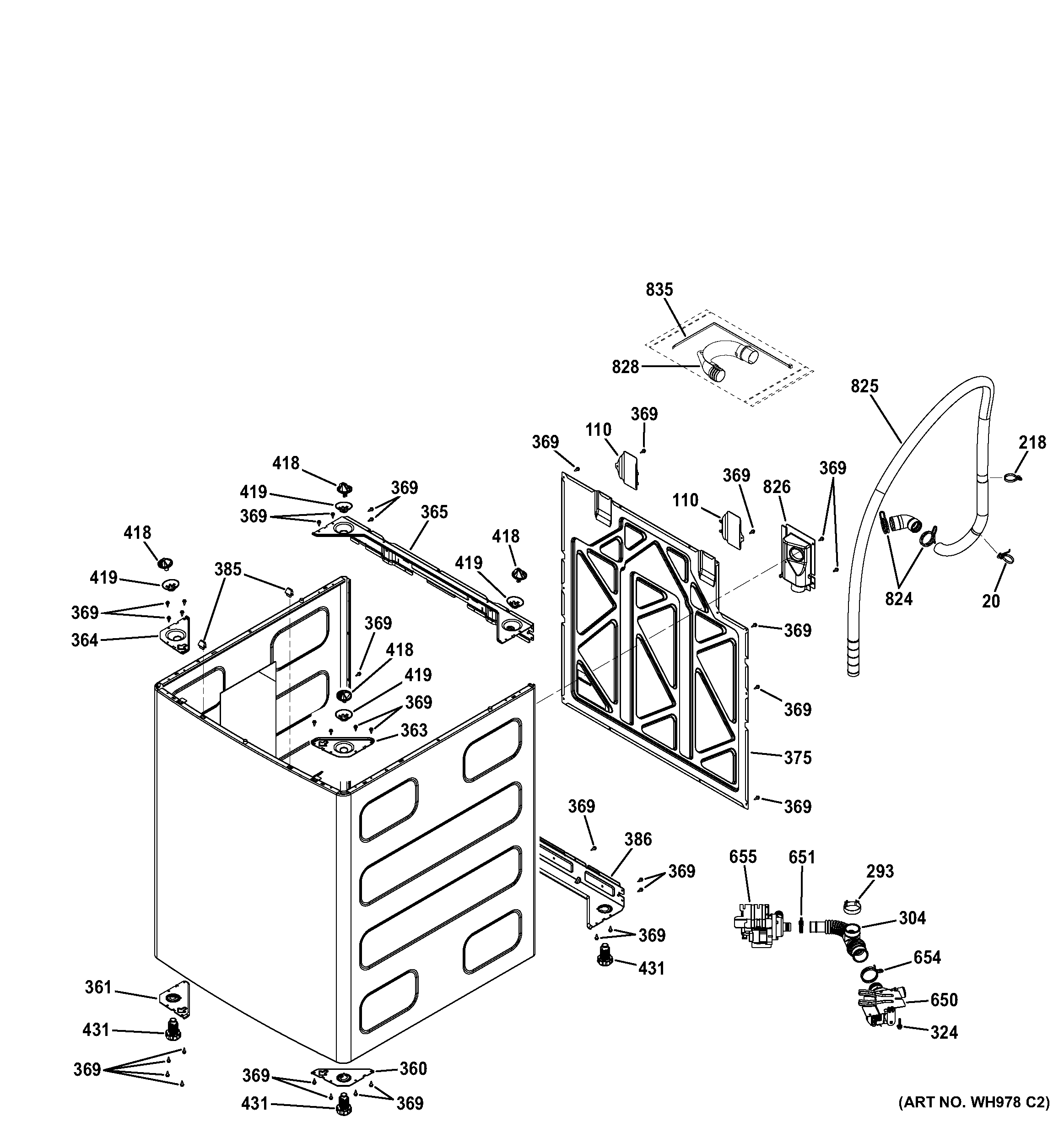 GE GTWS8450D0WS cabinet & bulk dispenser diagram