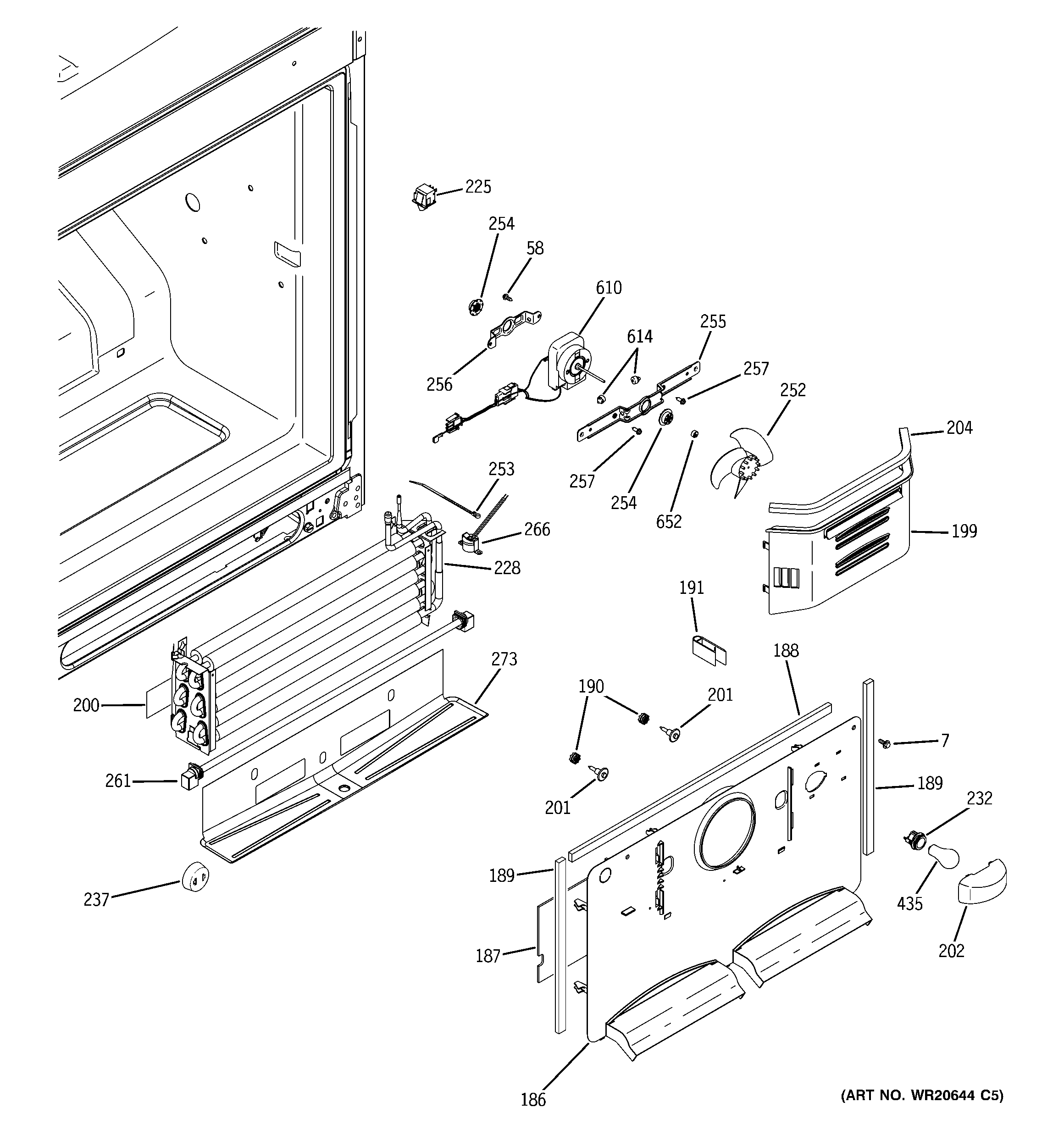 GE ABE20EGEARBS freezer section diagram