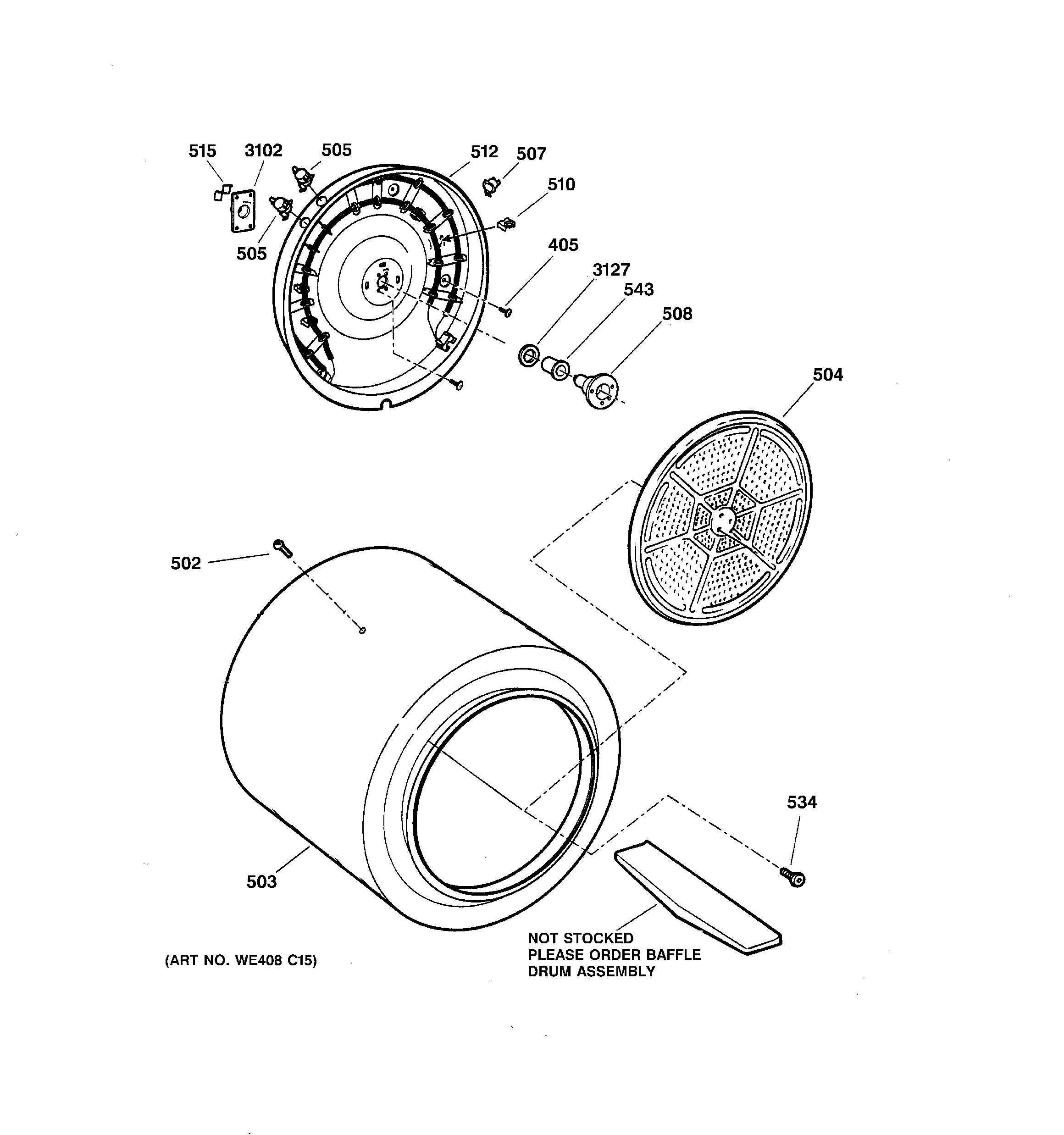 GE DDC4400T5WH drum diagram