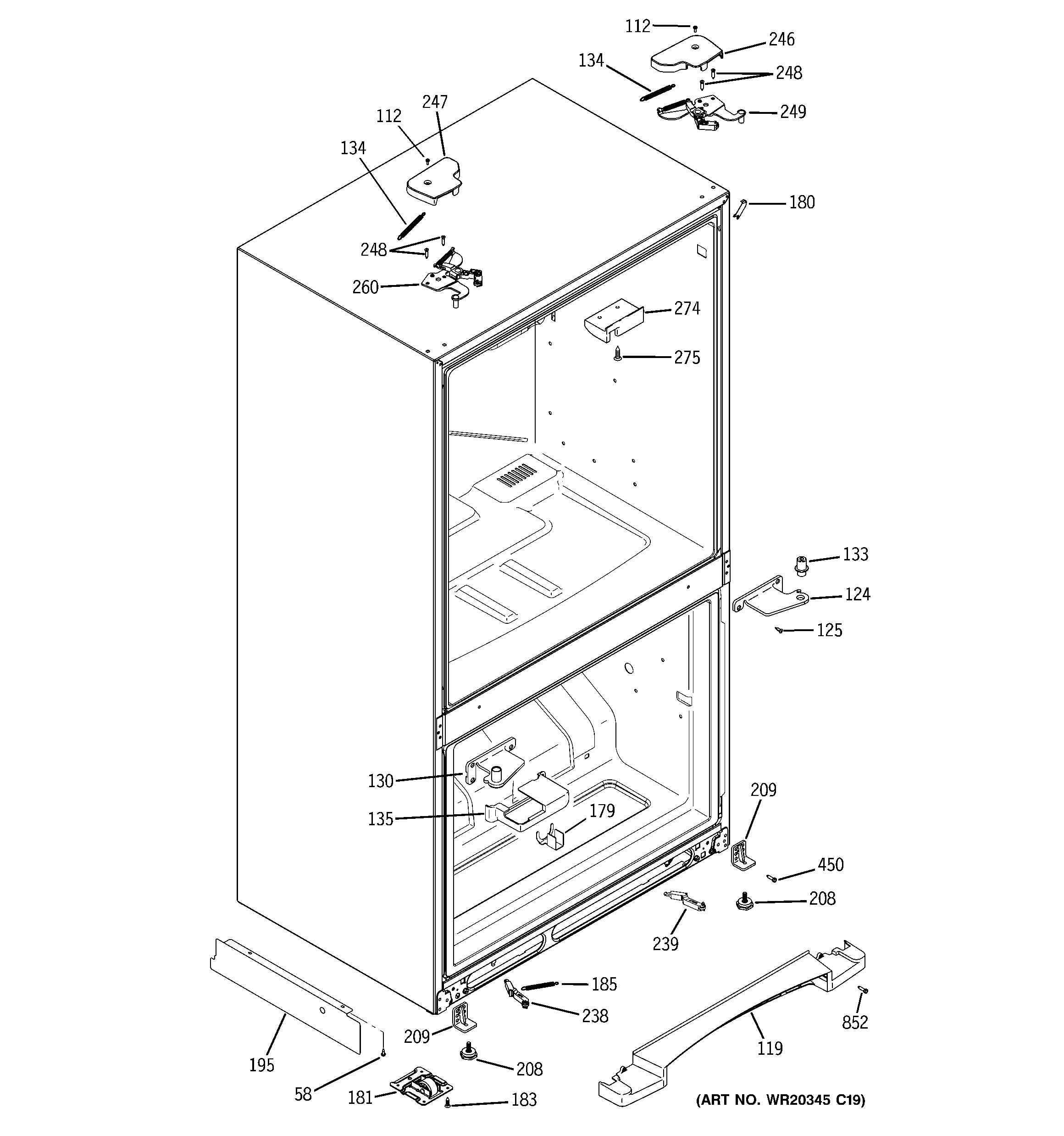 GE PFSS2MJYJSS case parts diagram