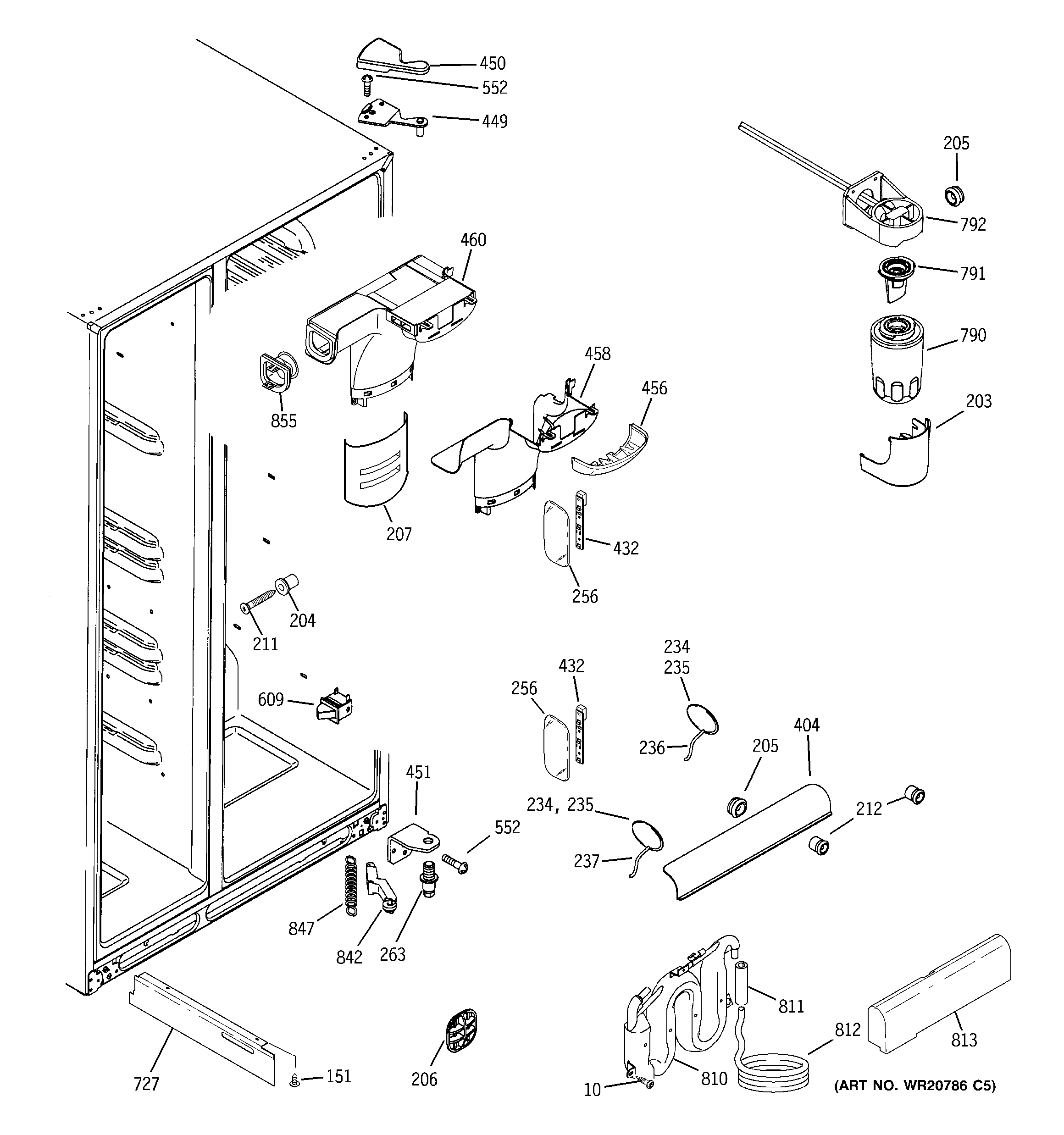 GE DSE26JSEBCSS fresh food section diagram