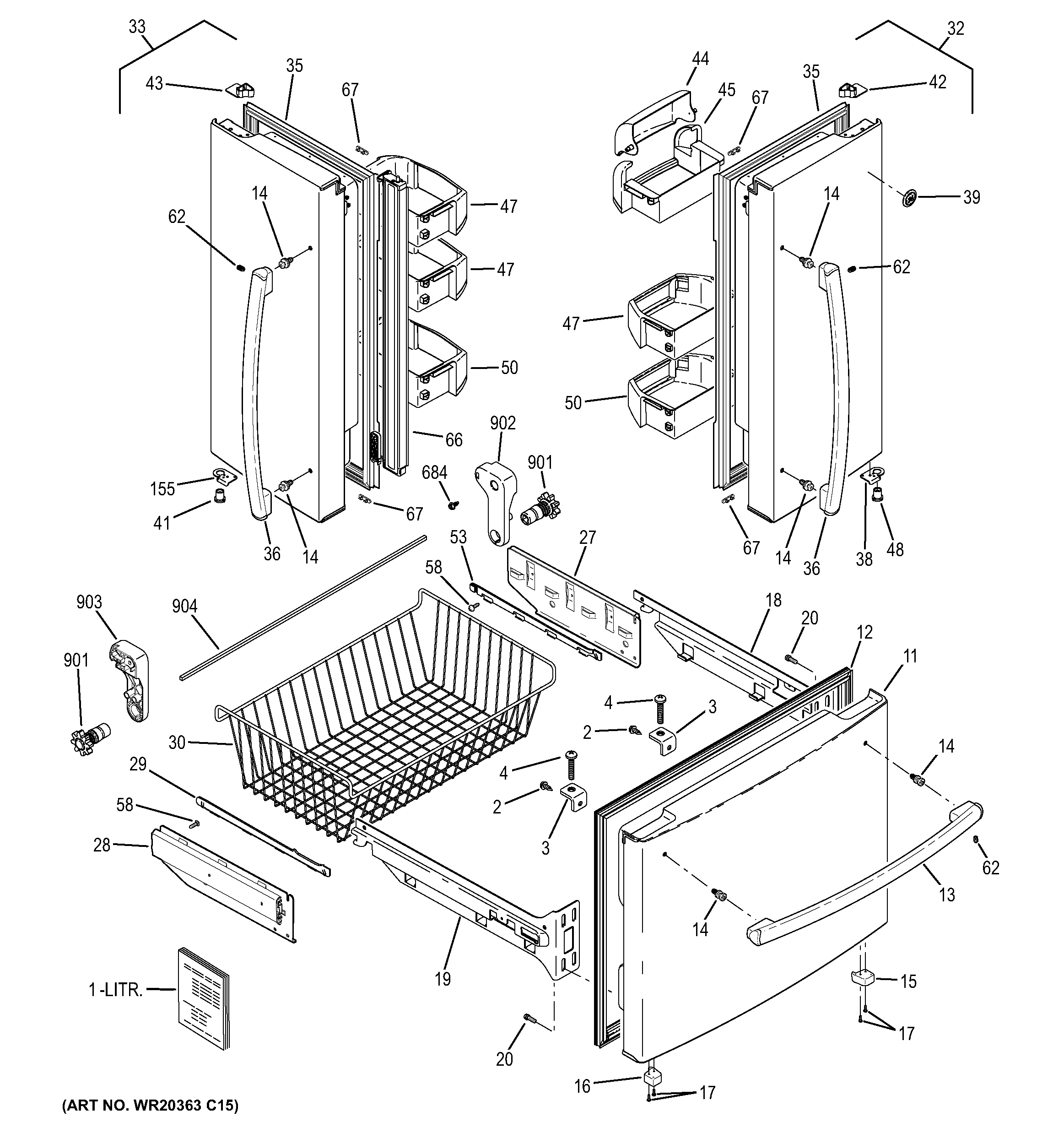 GE GNE22GSEAFSS doors diagram