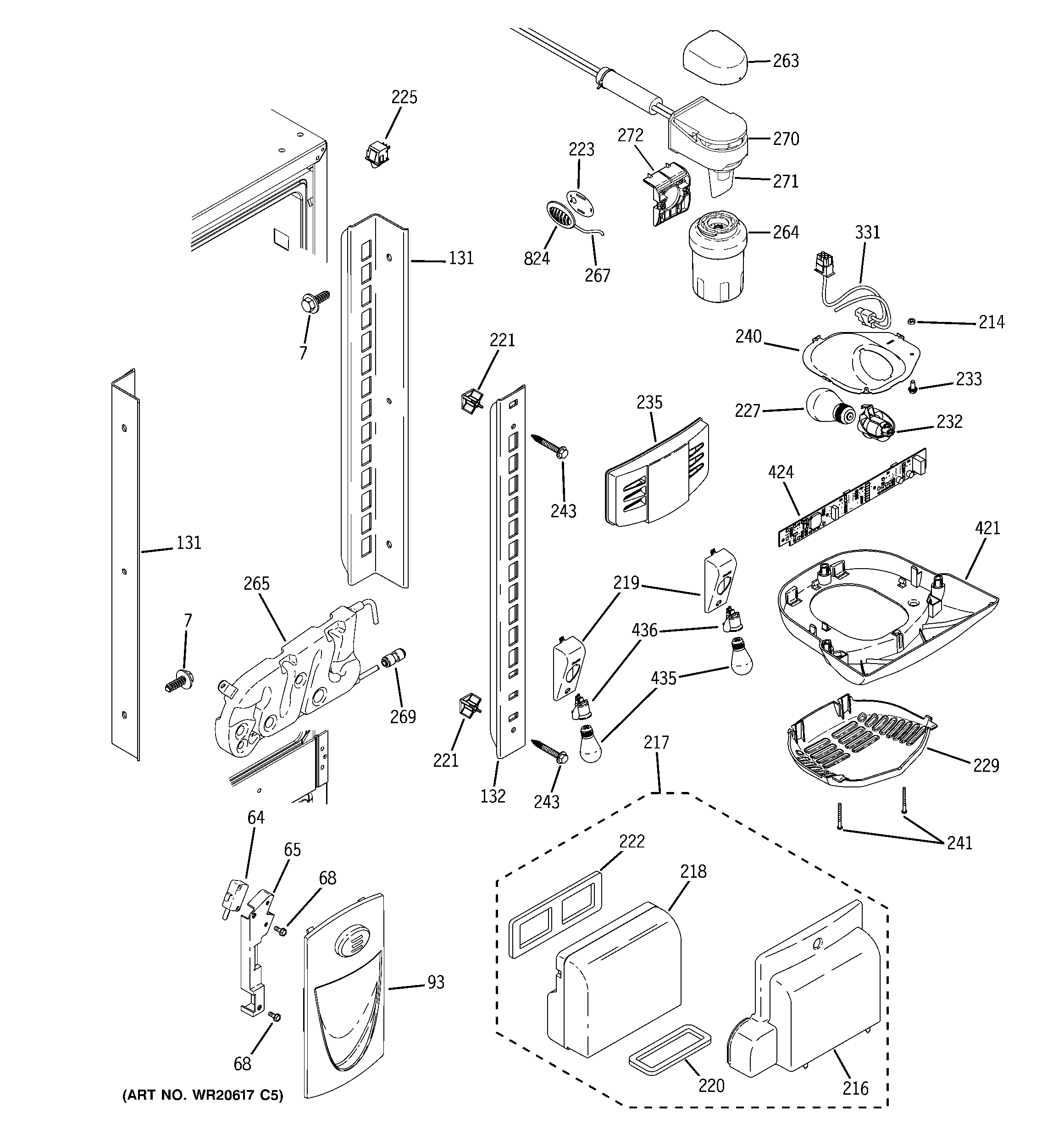 GE GNE22GSEAFSS fresh food section diagram