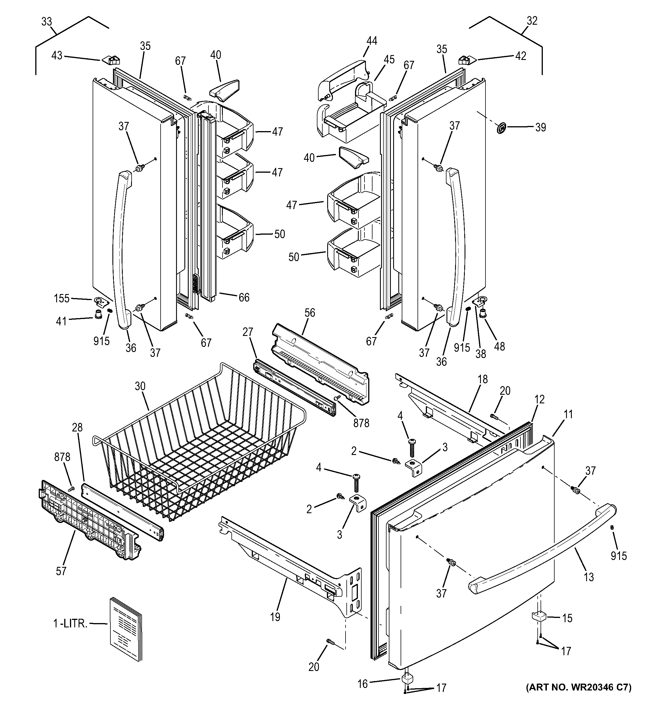 GE GNS22ESEAFSS doors diagram