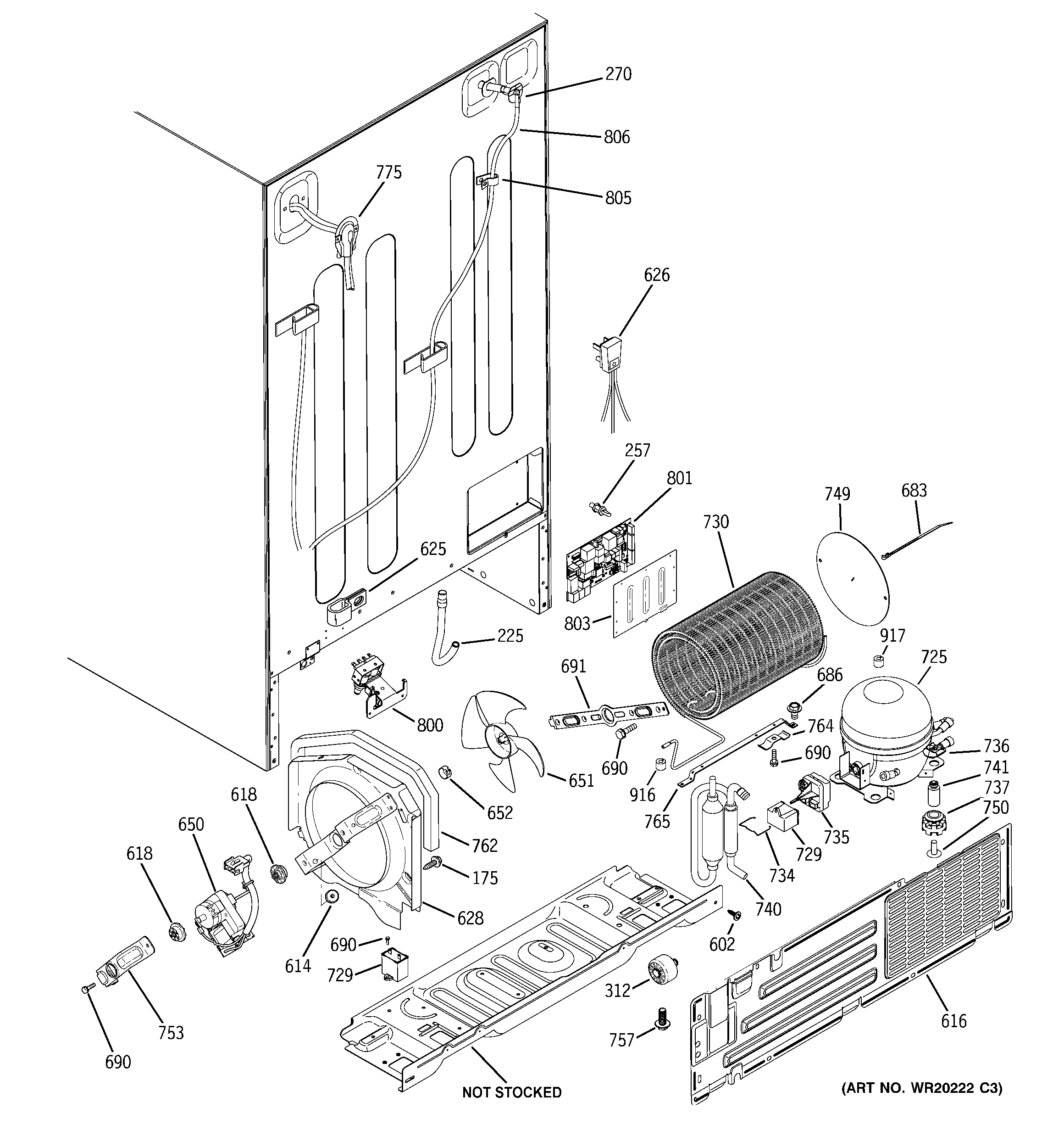 GE GSE26GSEBCSS sealed system & mother board diagram