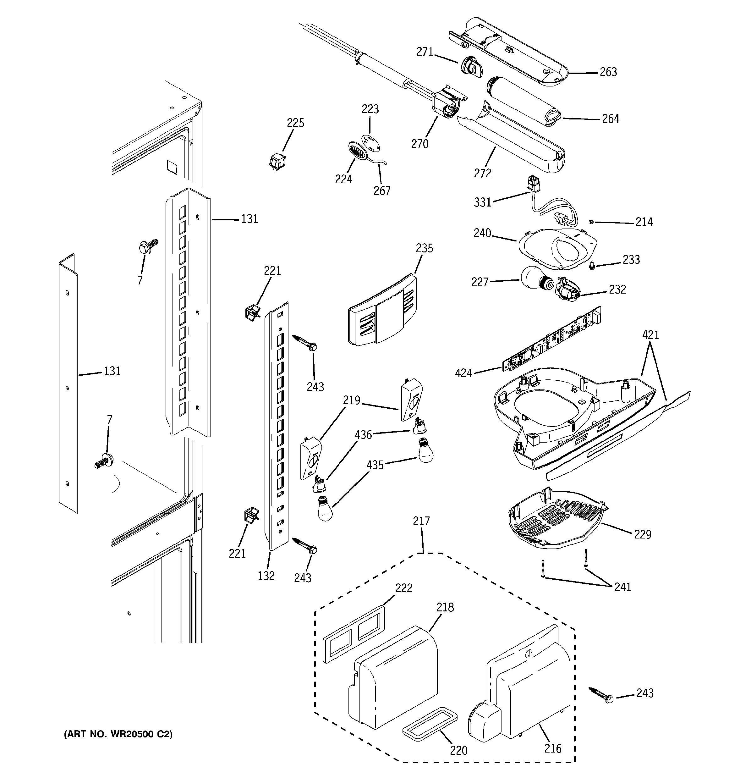 GE PNS20KSEAFSS fresh food section diagram