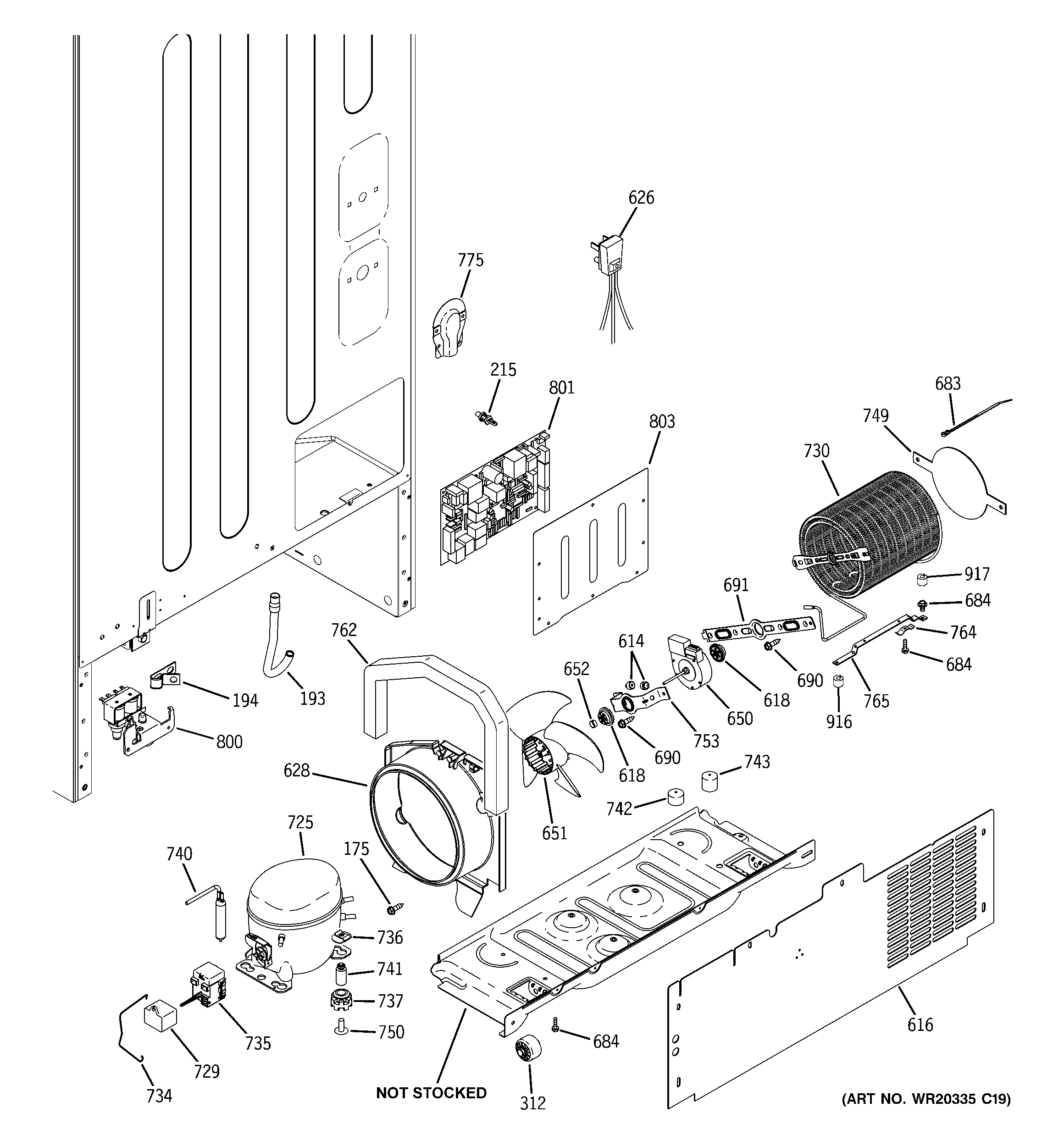GE PNS20KSEAFSS machine compartment diagram