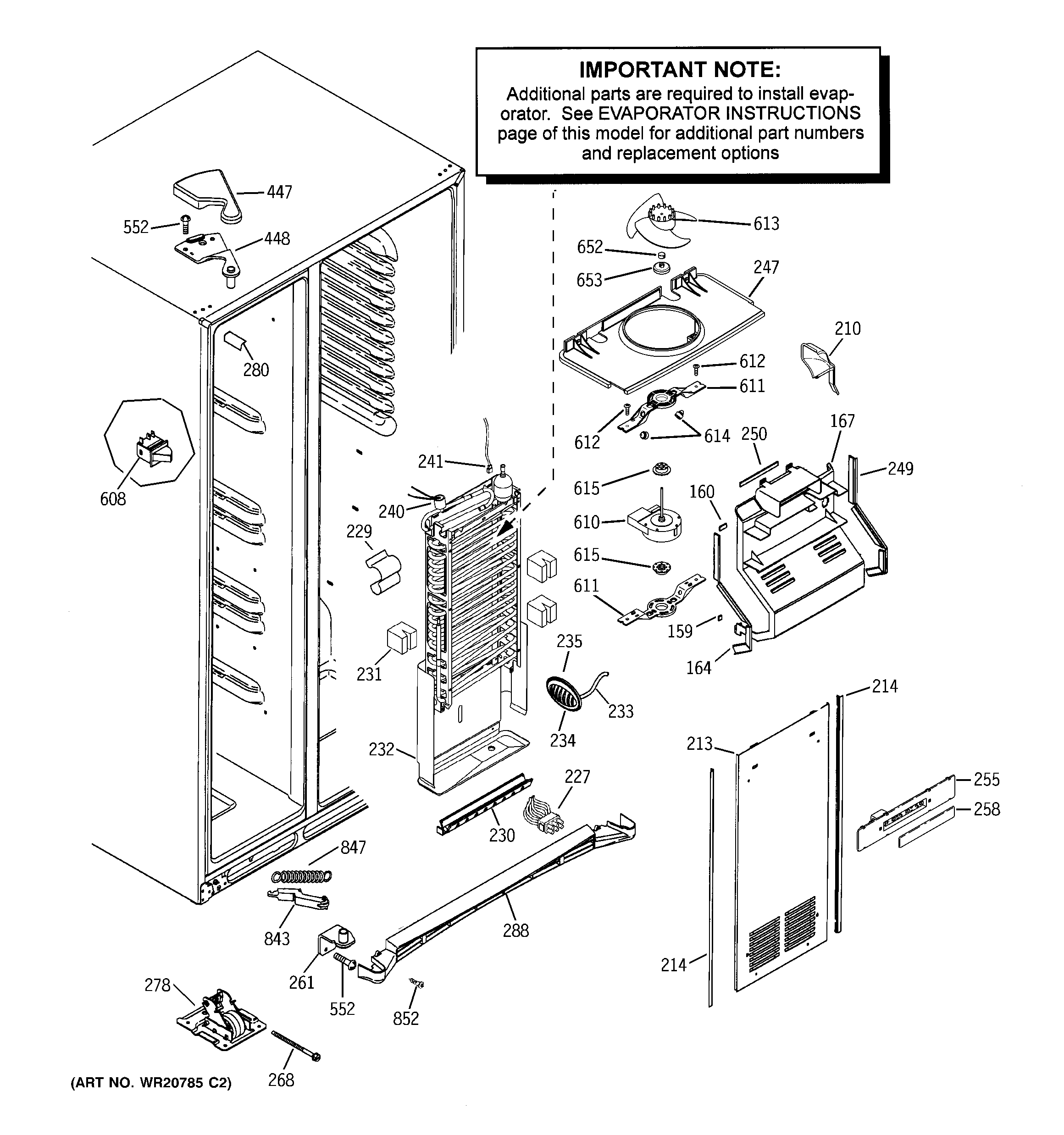 GE PSE29KSEBCSS freezer section diagram