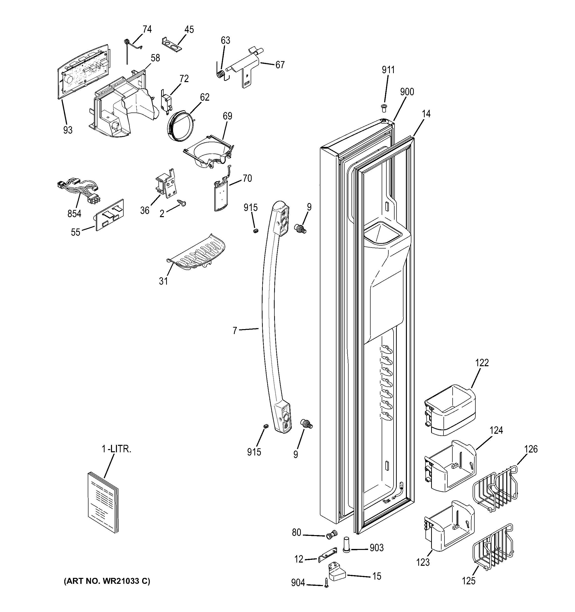GE PSS23KSEBCSS freezer door diagram