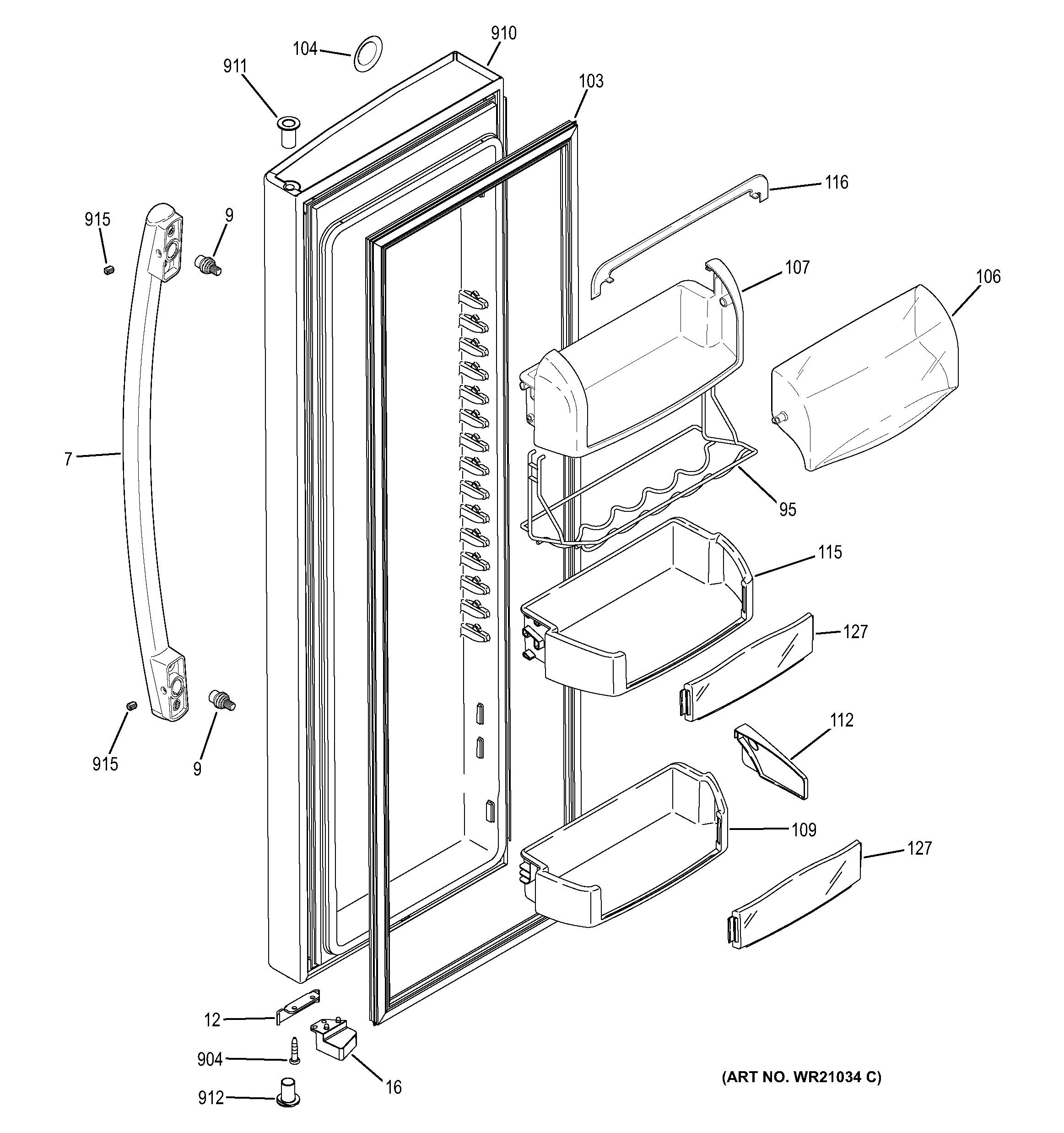 GE PSS23KSEBCSS fresh food door diagram