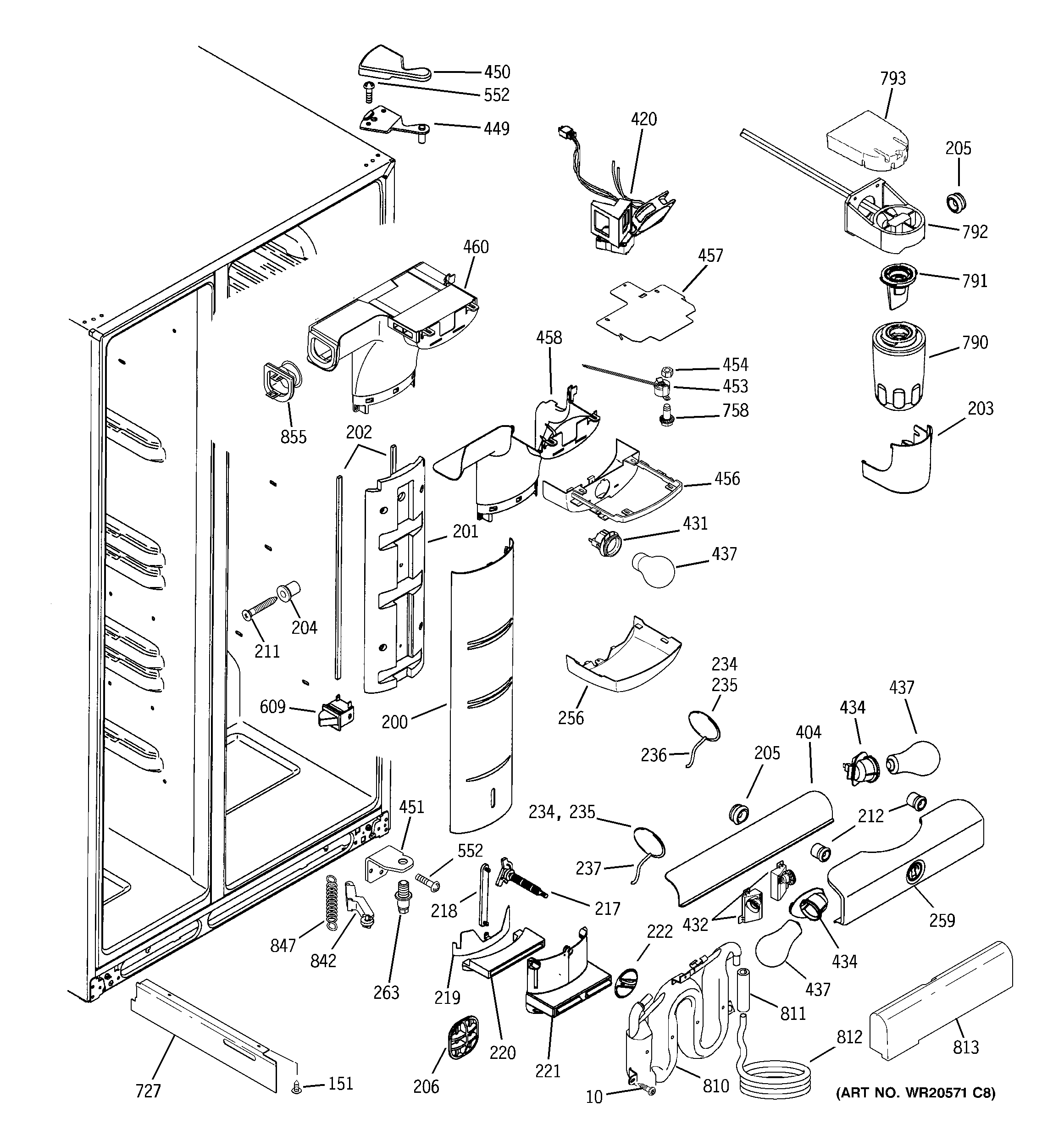GE PSS23KSEBCSS fresh food section diagram
