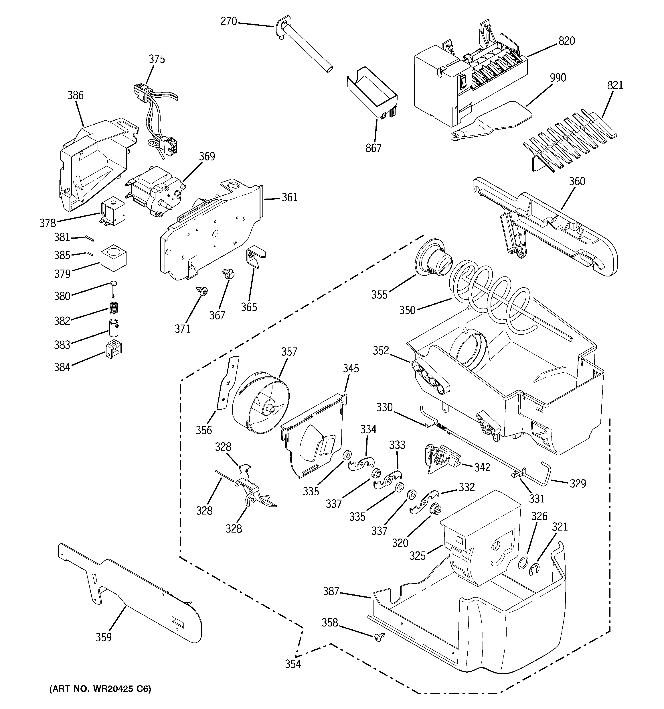 GE PZS23KPEBFBV ice maker & dispenser diagram