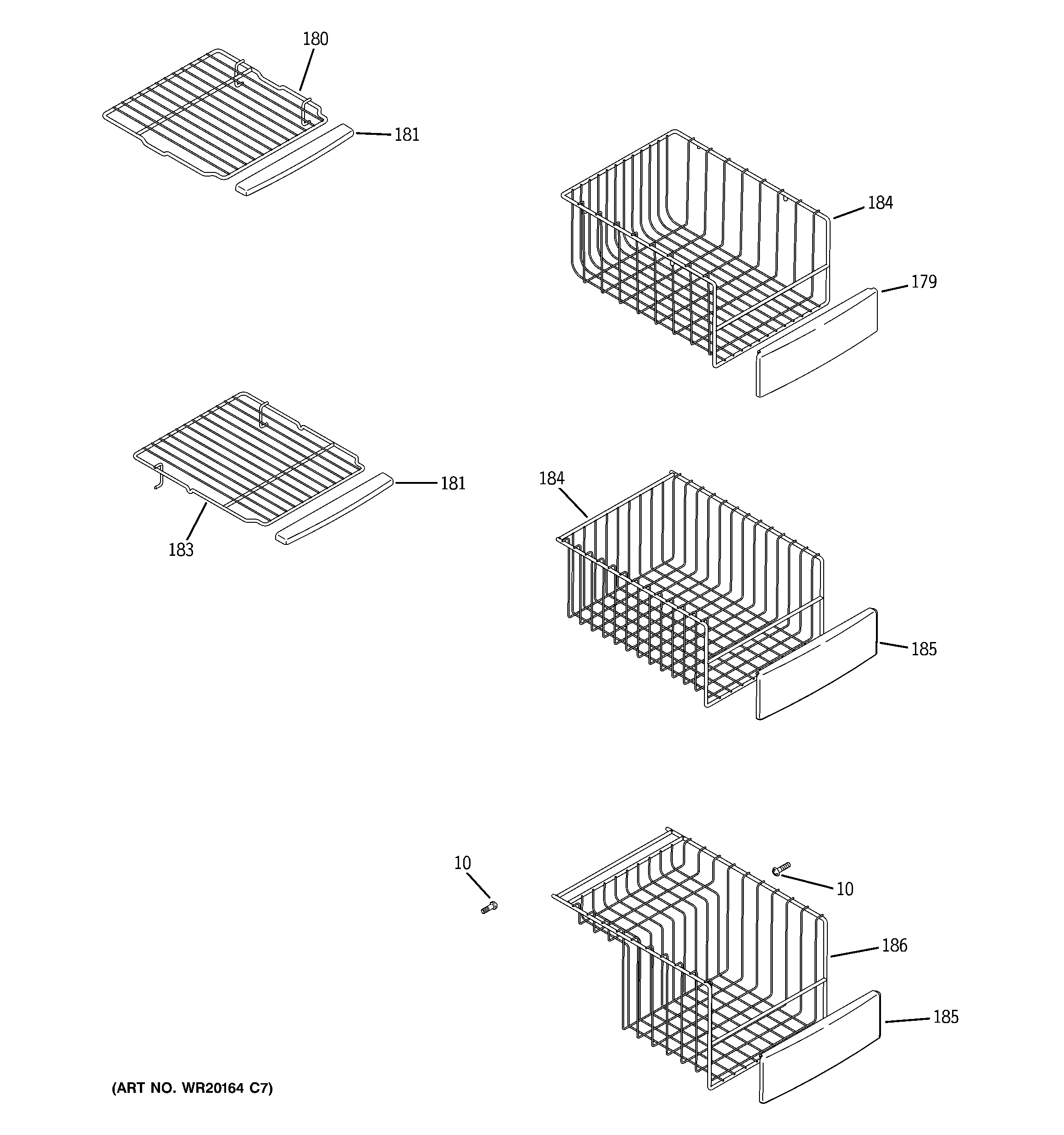 GE PZS23KPEBFWV freezer shelves diagram